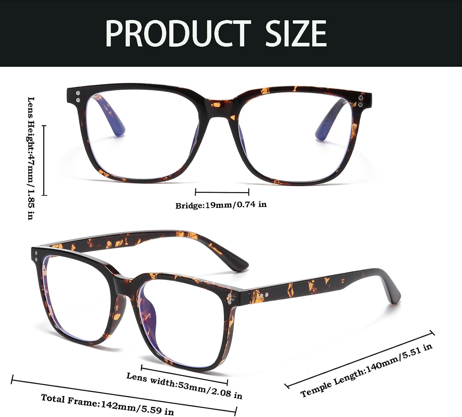 YAMEIZE Rectangle Blue Light Blocking Glasses - Classic Style Square Blue Light Eyeglasses for Women Men Anti Blue Light Glasses Anti Fatigue Computer Gaming - Image 4