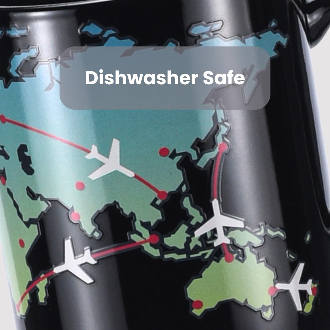 Heat Colour Changing World Map Mug with Planes for Travellers and Aviation Enthusiasts, Ceramic Mug, Travel and Airplane Gift - Image 7