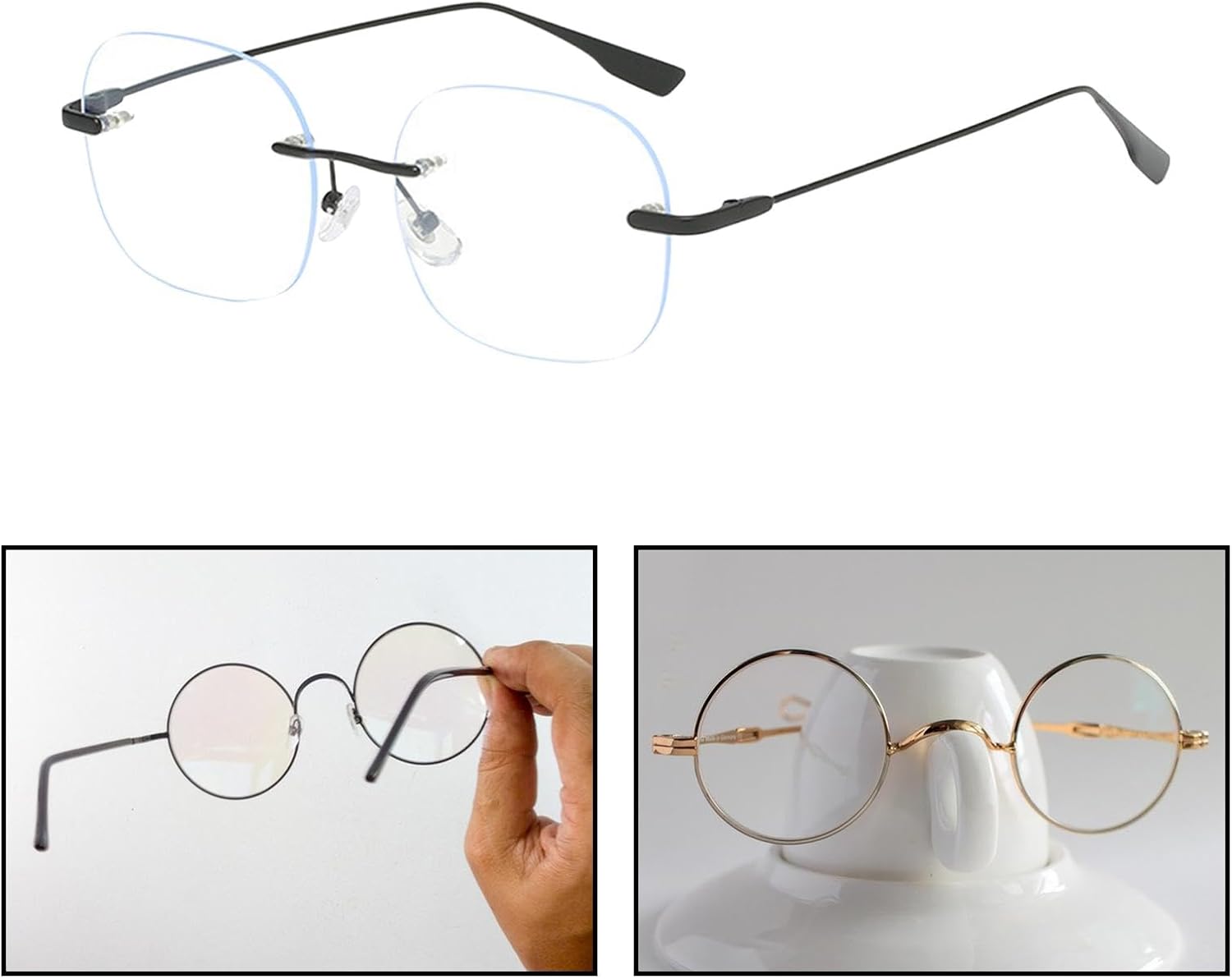 Rimless Glasses, Men's Anti-Blue Light Flat Mirror, Leisure Work Screens - Image 5