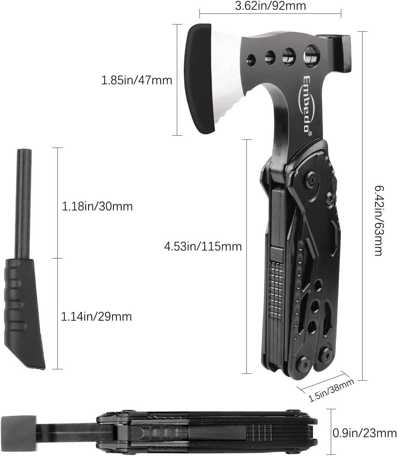 Multi-Tool Axe, Camping Multitool Accessories, Foldable 15 in1 Multitool Survival Equipment, Gift for Birthday/Father’s Day/Valentines, Gadgets for Men Outdoor, Camping, Hiking, Simple Repair - Image 7