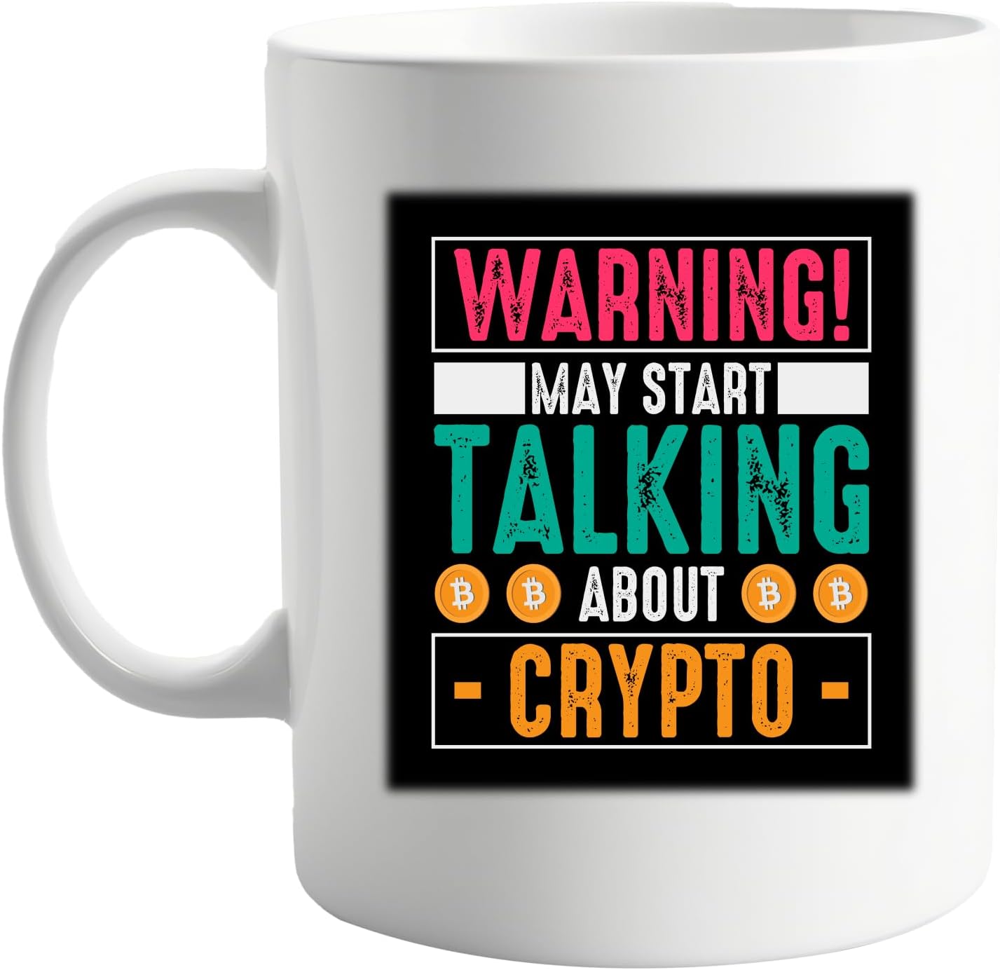 Warning May Start Talking About Crypto Funny Crypto 11oz Mug – Bitcoin Blockchain Humor Coffee Mug – Ceramic Mug for Crypto Enthusiasts – Perfect for Blockchain Geeks, Crypto Traders, and Investors