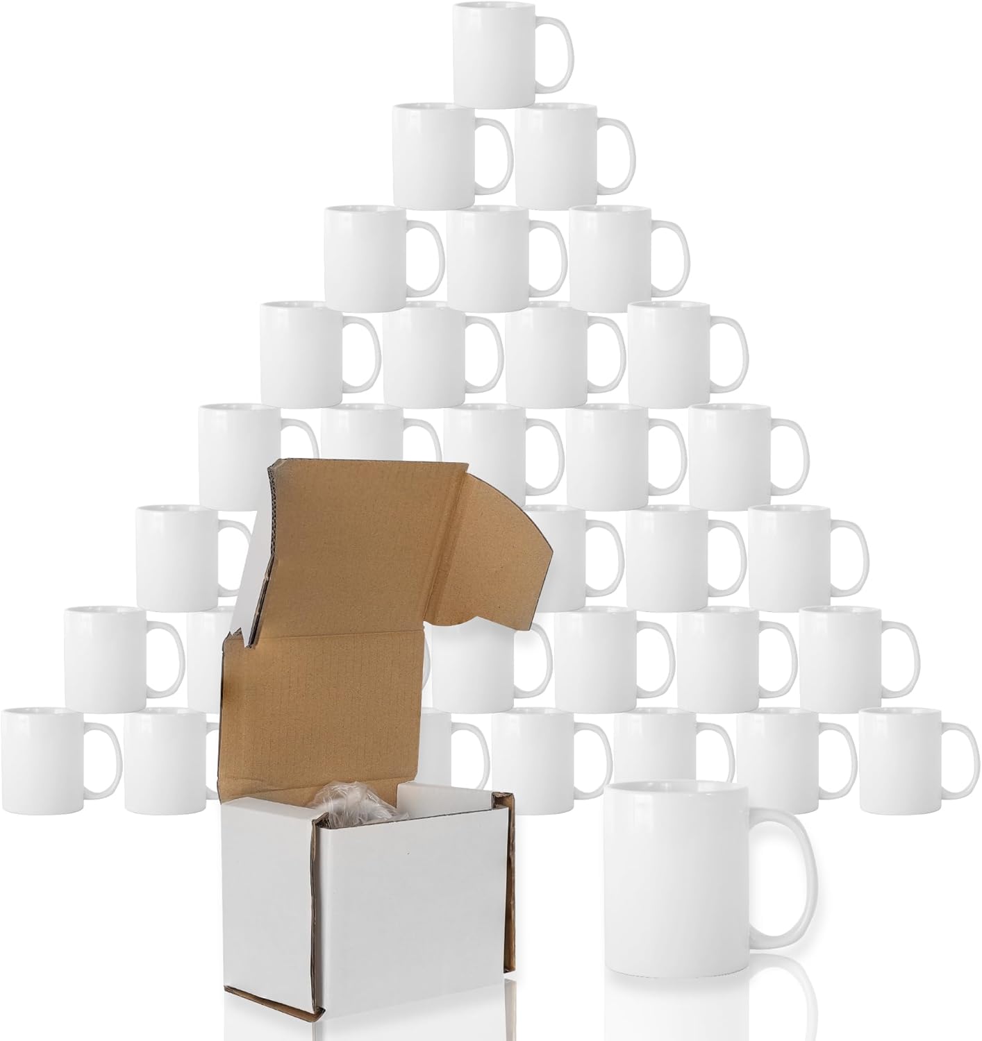Signzworld Sublimation Mugs 11oz Blank Plain White Small Handle Coffee Mug with Smash Proof Boxes 36 Pack