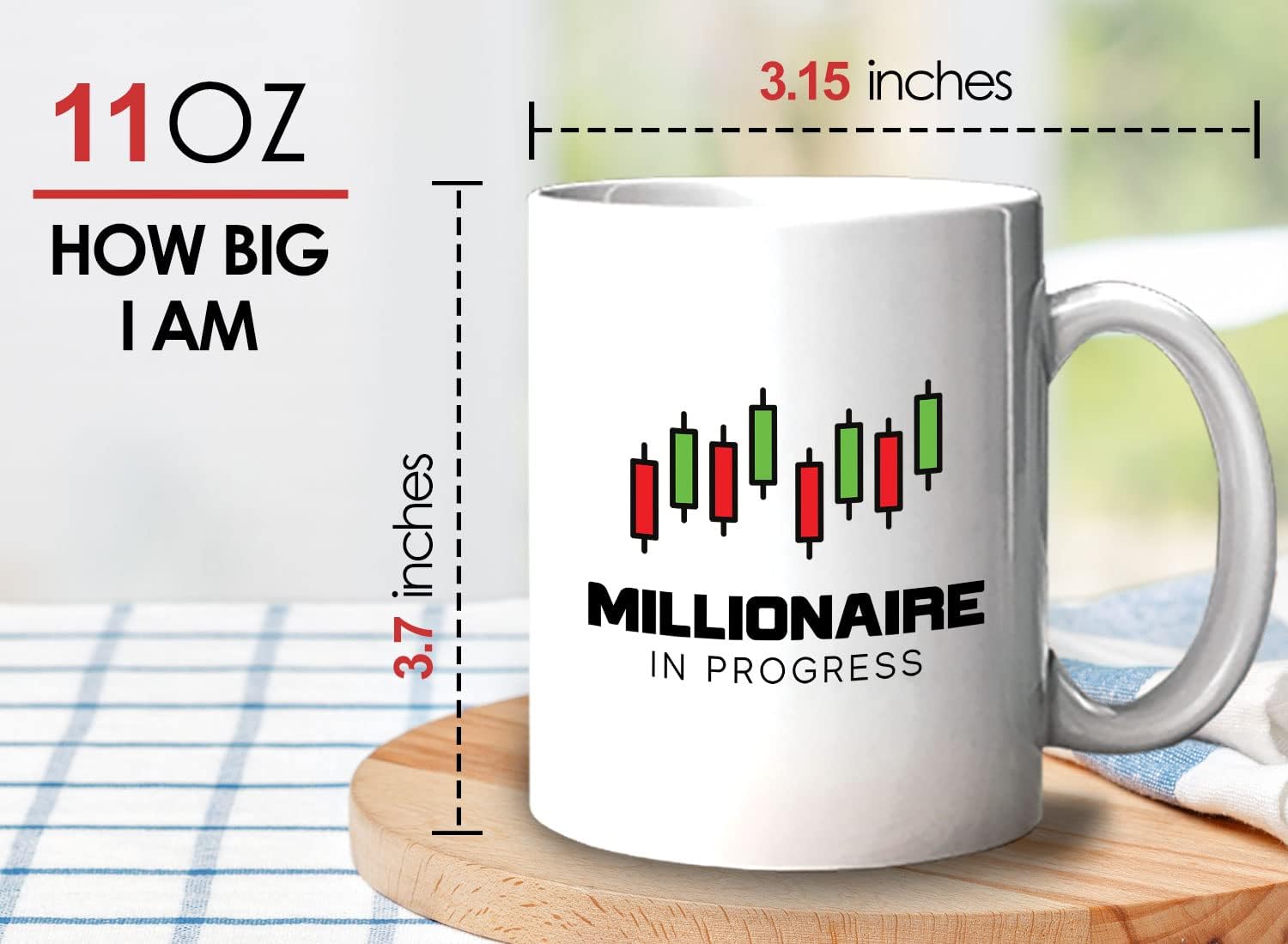 Stock Trader Coffee Mug 11oz White - Millionaire in Progress - Trading Inspirational Day Trader Stock Market Brokers Bull Market Digital Currency - Image 6