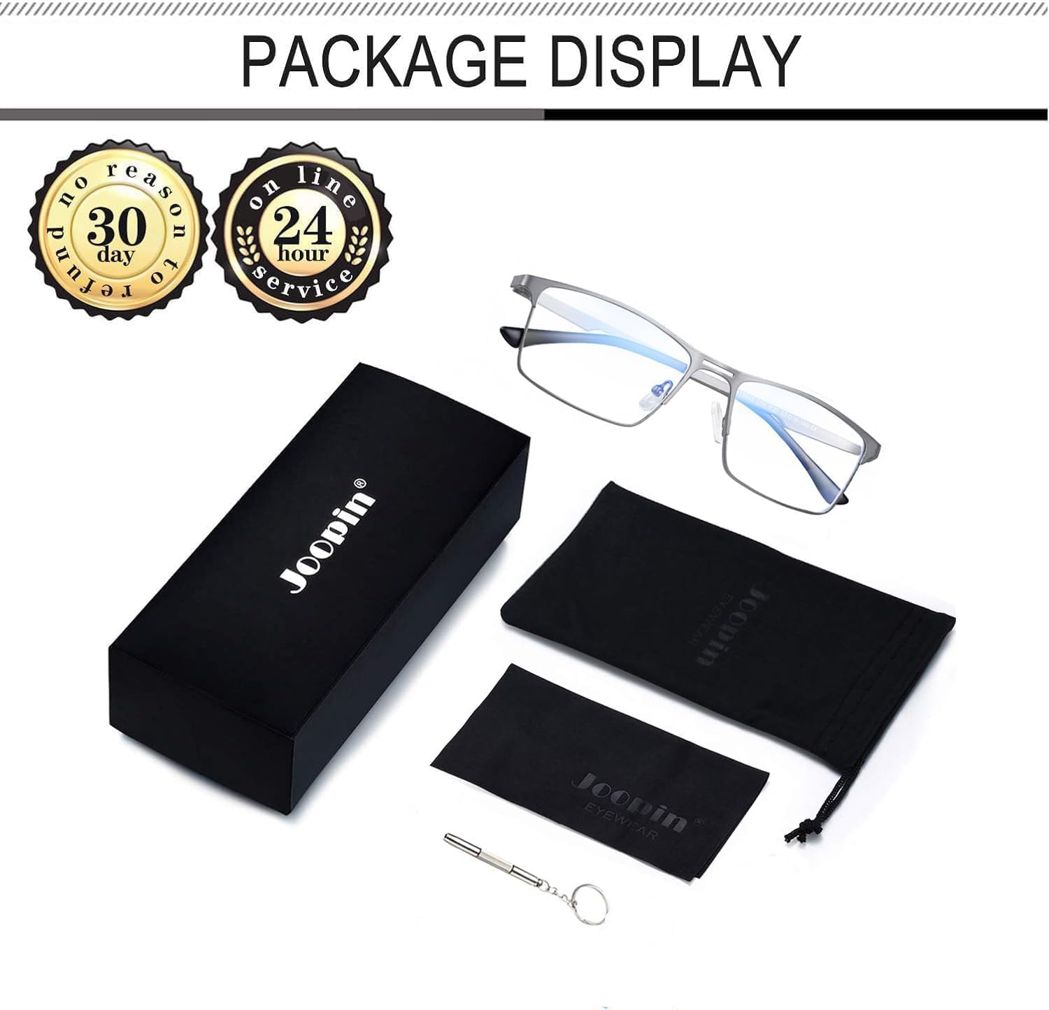 Joopin Blue Light Glasses for Men Women Metal Frame Rectangular Glasses for Gaming Computer TV Phones - Image 6