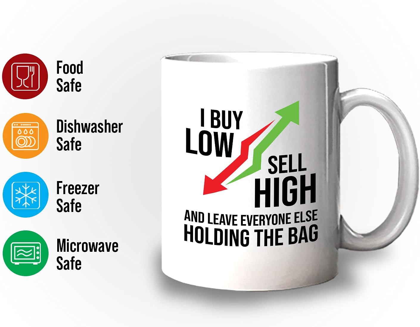 Stock Trader Coffee Mug 11oz White - Leave Everyone Else Holding The Bag - Day Trader Stock Market Funny Market, Currency, Exchange, Stock Trading, Rally - Image 3