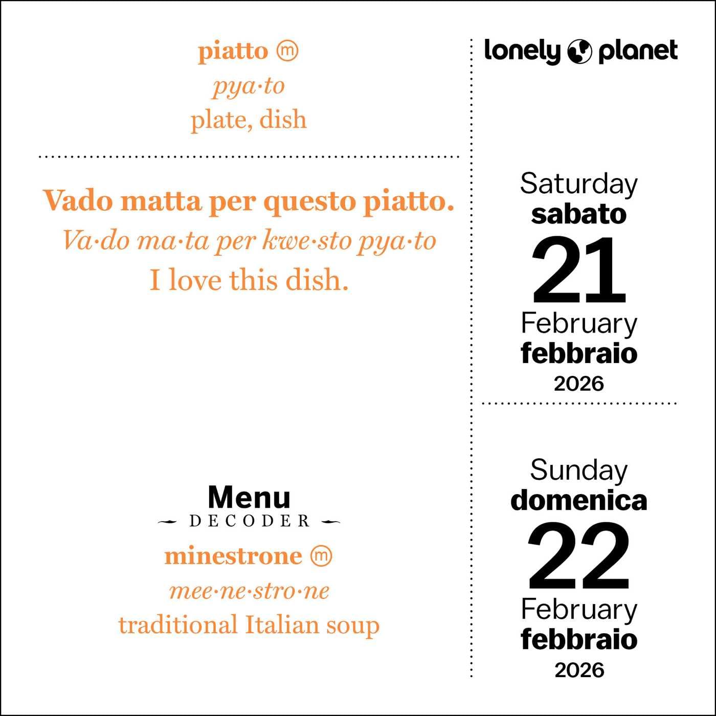 Lonely Planet: Italian Phrasebook 2026 Day-to-Day Calendar - Image 3