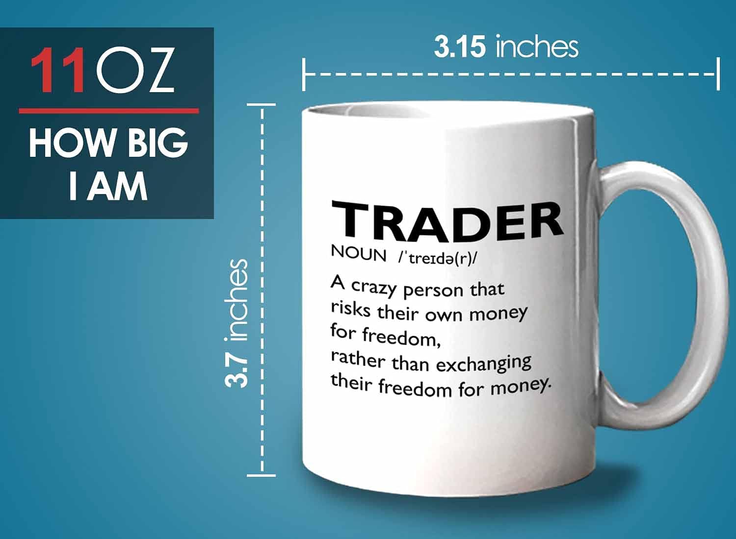 Bubble Hugs Stock Market Coffee Mug - Trader Definition Crazy Person - Day Trader Brokers Financial Adviser Investor Office Saving Investing Trading Planner 11oz White - Image 6