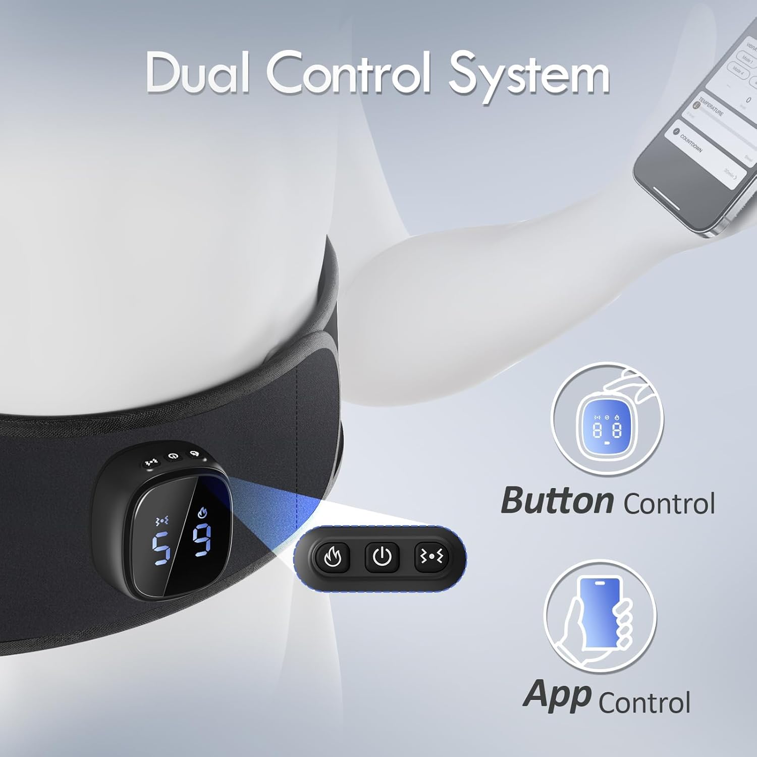 Comfytemp Cordless Heated Back with Massager, Rechargeable Back Heat Pad for Lower Back Soothing, Portable Heating Waist Wrap Belt, 9 Heat 5 Vibration 3 Intensity, APP Control, Gifts for Mom Dad - Image 5