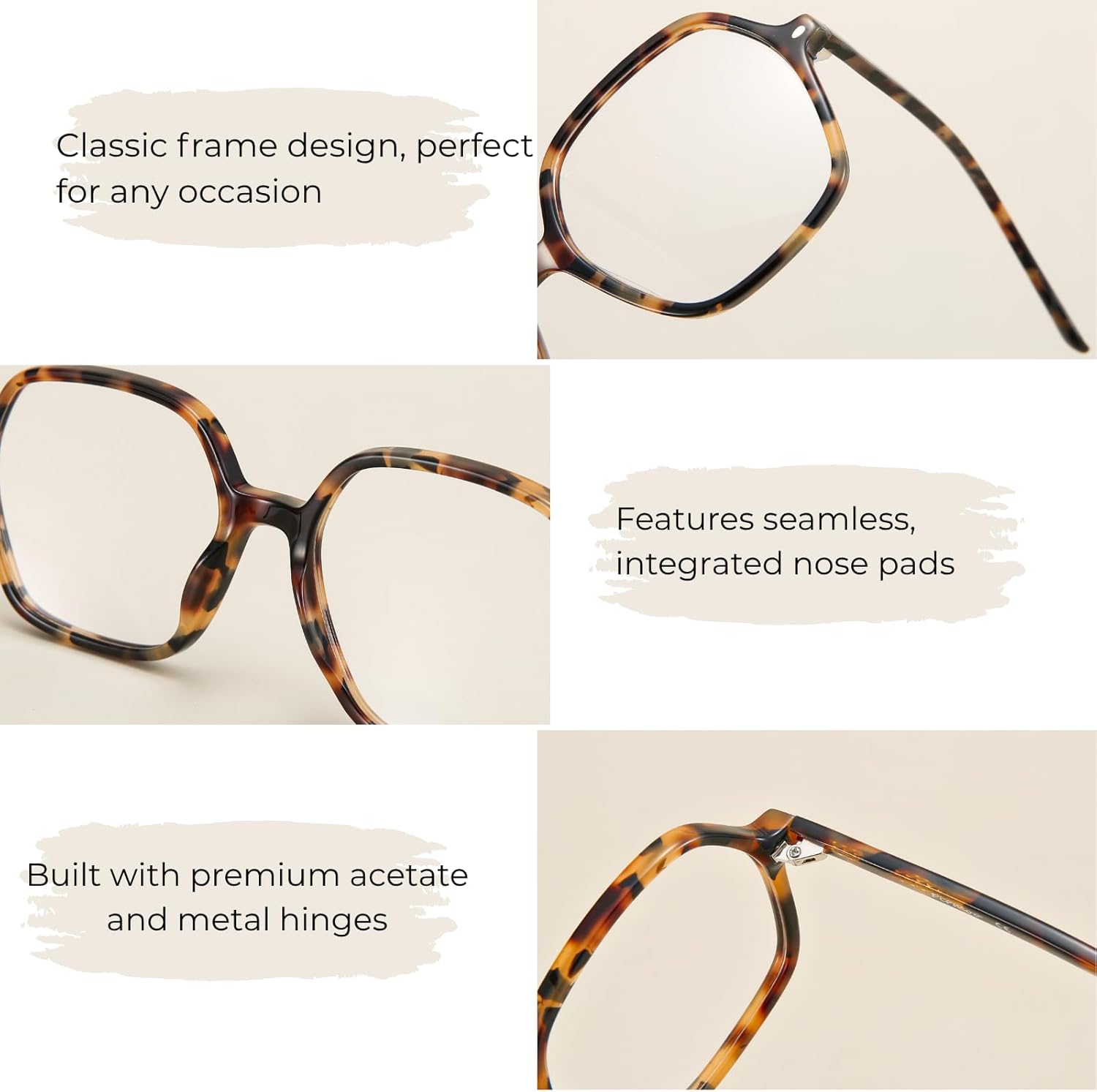 Firmoo Blue Light Blocking Glasses for Women/Men, Square Acetate Frame Computer Gaming Eyewear Anti Eyestrain UV400 - Image 4