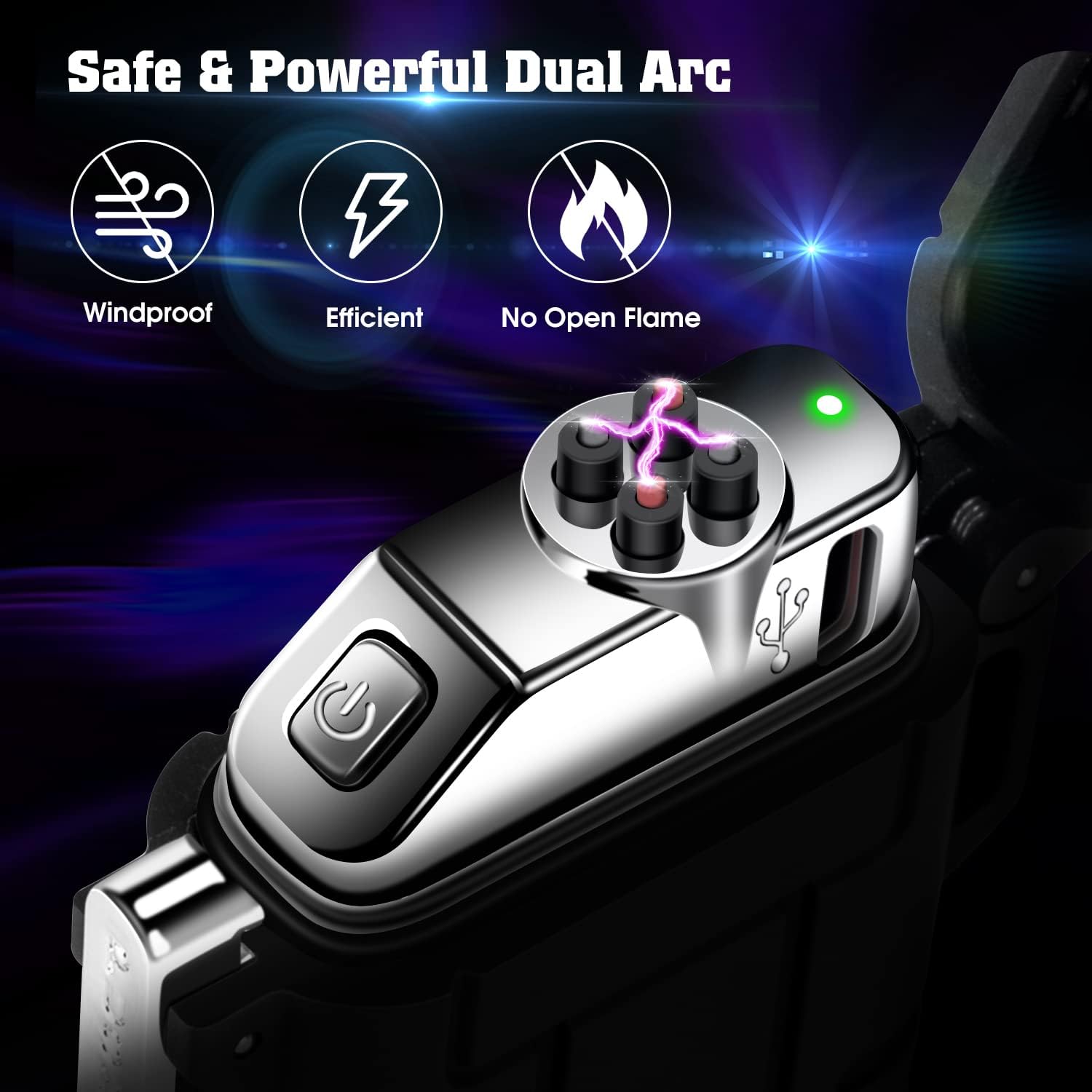 Valentines Gifts for Him Boyfriend: Electric Lighter Rechargeable USB, Electronic Plasma Arc Lighter Windproof and Waterproof for Camping, Hiking, Outdoor, Survival, Tactical, EDC Gear - Image 2