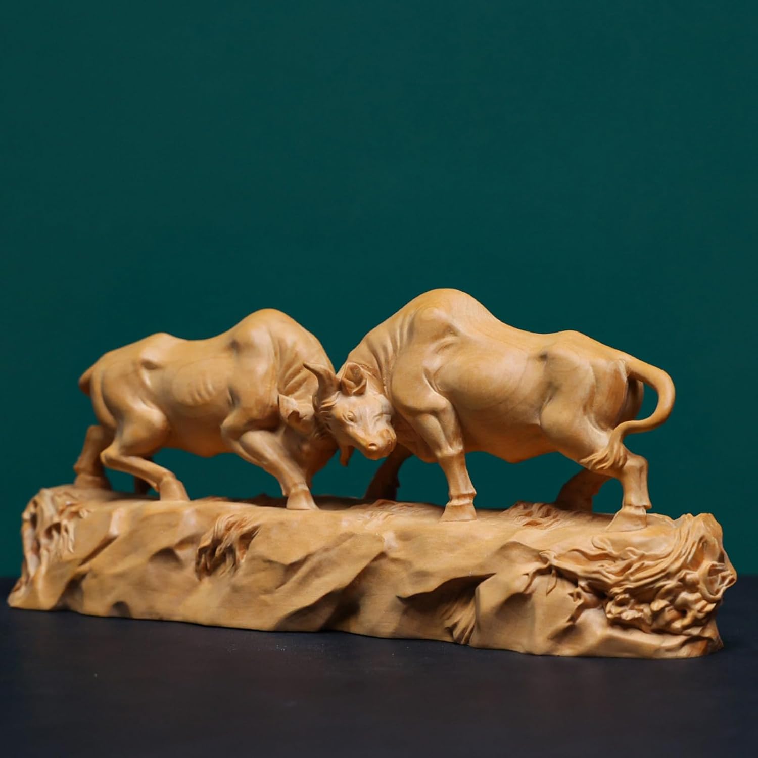 Bull Statue Feng Shui Wall Street Bull Statue,Miniature Boxwood Bull Home Decor, Stock Market Charging Bull Sculpture - Image 5