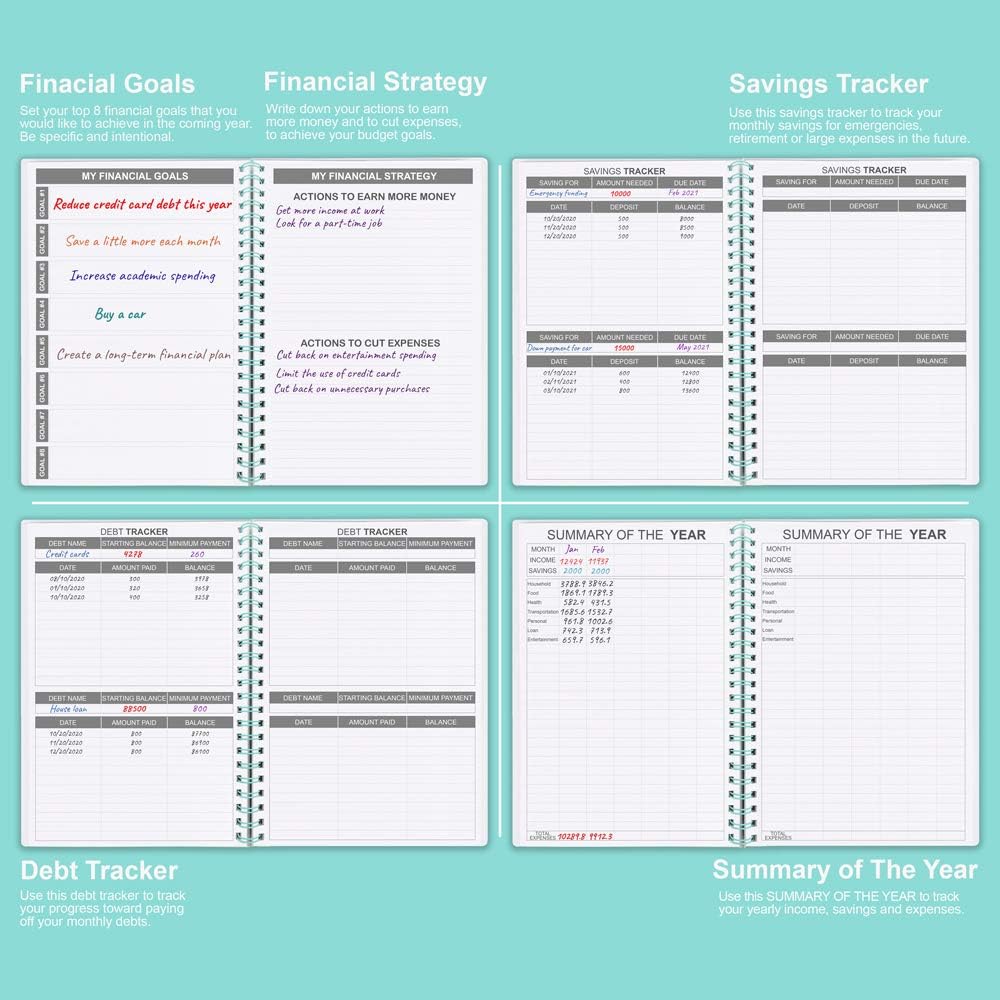 Budget Planner - Monthly Finance Organizer with Expense Tracker Notebook to Manage Your Money Effectively, Undated Finance Planner/Account Book, Start Anytime, 1 Year Use, A5, Teal - Image 5