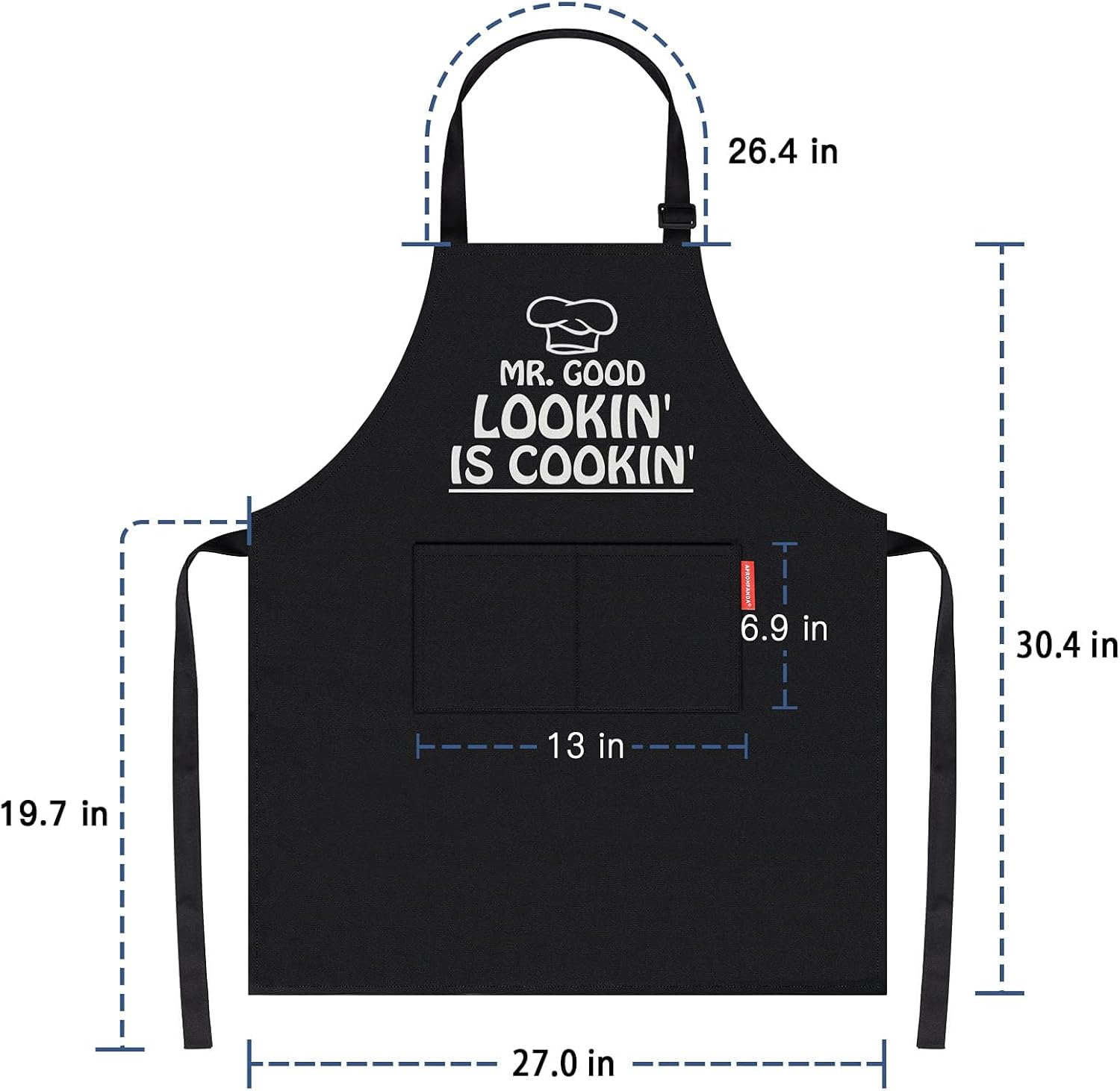 Kitchen Cooking BBQ Aprons for Men with Pockets, Adjustable Chef Apron, Funny Gifts for Men, Dad, Husband, Grandad Birthday Gifts - Image 3