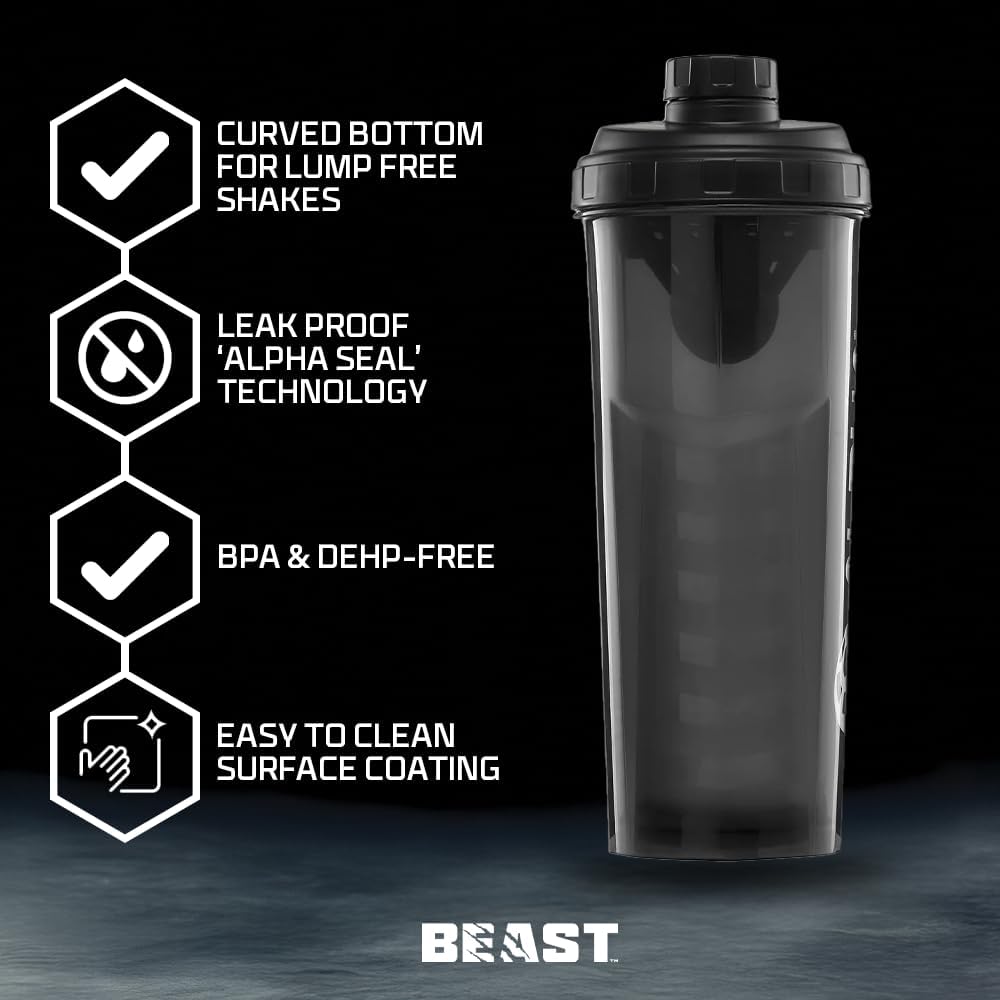 Beast | Protein Shaker Bottle Sports Supplements Samples | 5 Sachets + 1000ml Shaker Gym Gift Set | Stim, Pump, Whey, Hydro and EAA - Image 4