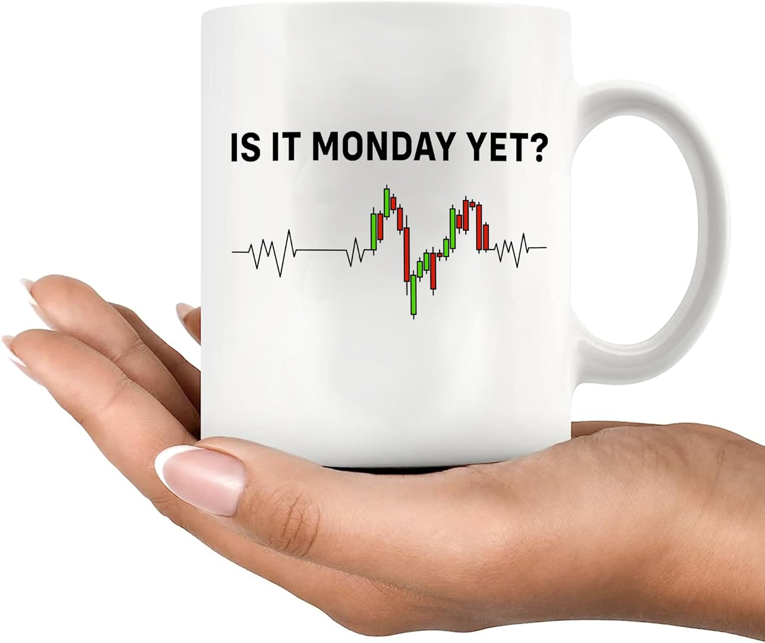 Panvola Is it Monday Yet Heartbeat Traders Gifts Investor Day Trading Stock Market Novelty Drinkware Ceramic Mug 11 oz White - Image 8