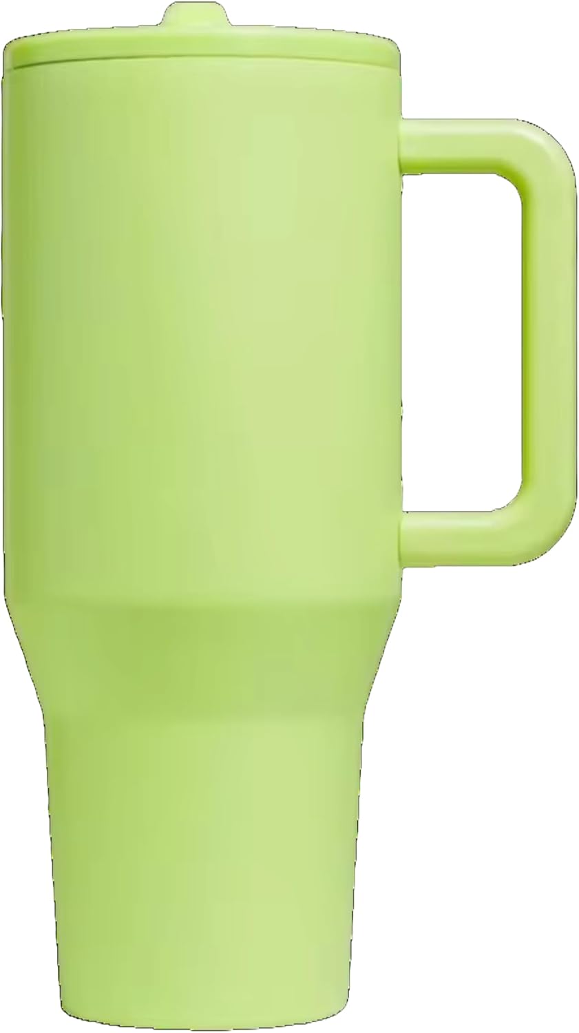 ThreeRs Hydro Vacuum Insulated Stainless Steel Travel Mug, Tumbler with Handle Straw, 1.13L, with Handle, Flip Straw, Leak-Proof Lid, Rubber Base, Keeps Drinks Hot or Cold for 24 Hours (Honeydew)