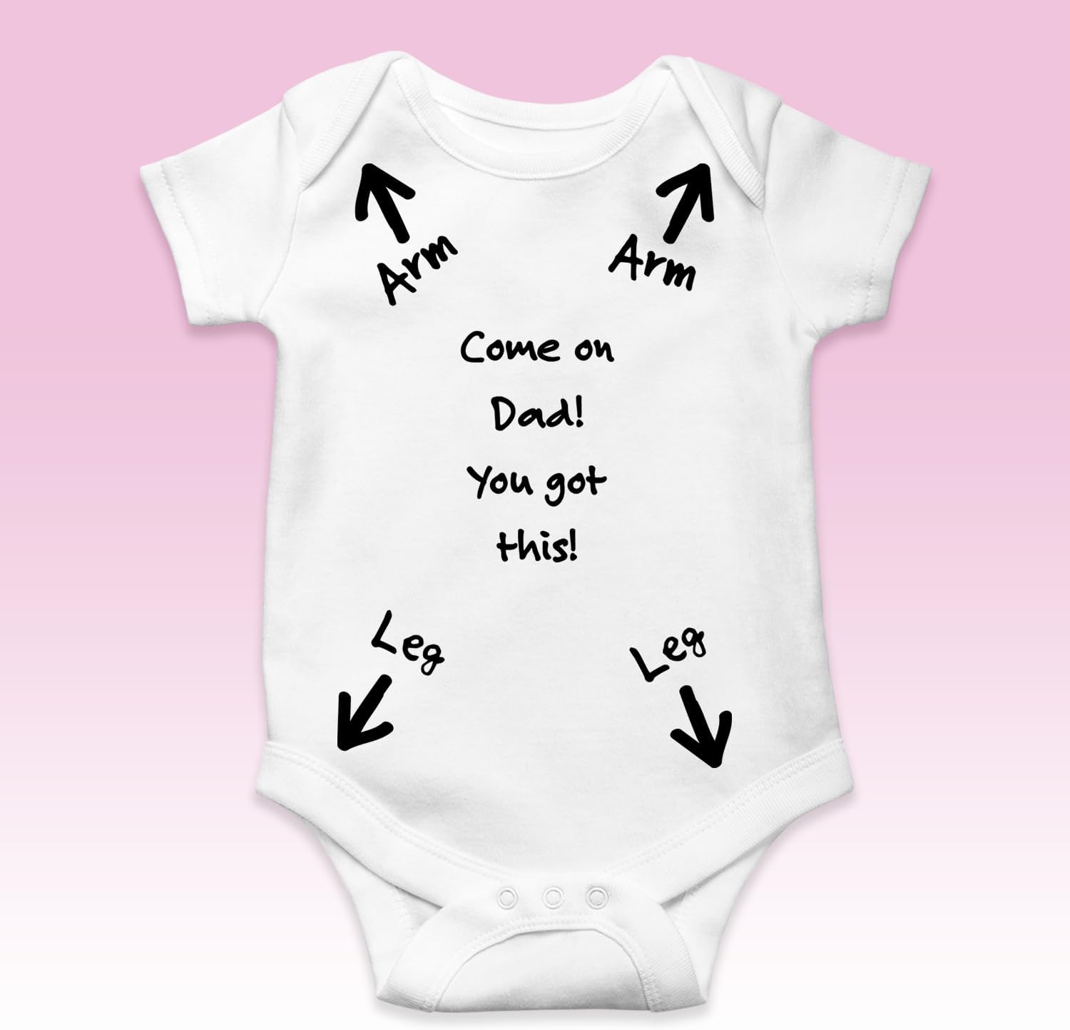 SMARTYPANTS Come On Dad! You Can Do This! Cute Funny Fun Cheer Instructions New Father Dad Dada Dressed Baby Clothes Short Sleeved Babygrow Bodysuit Onesie Vest Gift Present - Image 4