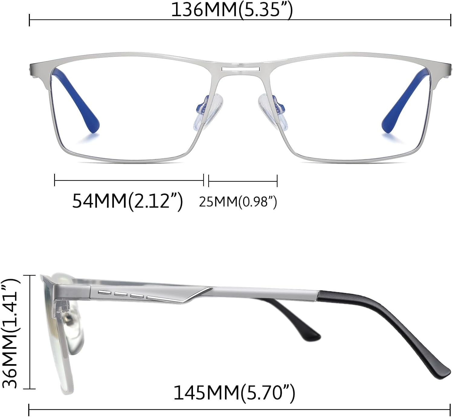 Joopin Blue Light Glasses for Men Women Metal Frame Rectangular Glasses for Gaming Computer TV Phones - Image 4