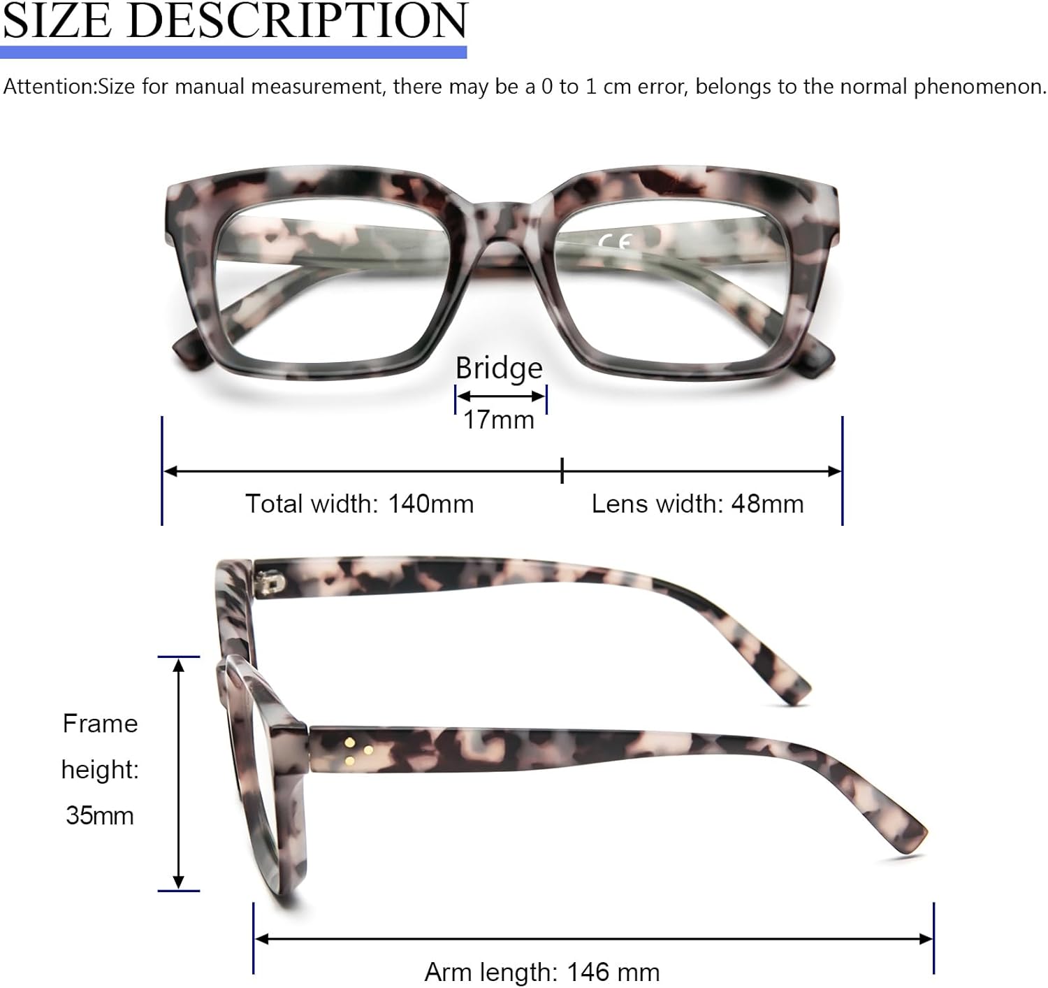 MMOWW 3-Pack Oversized Reading Glasses for Women - Anti Blue Light Glasses with Square Frame +2.0 - Image 4