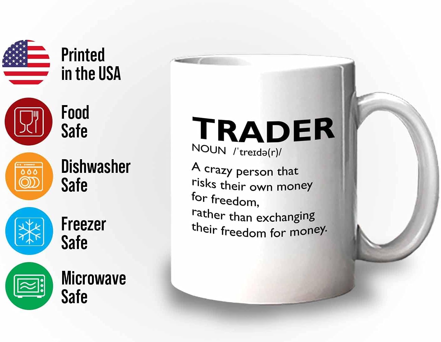Bubble Hugs Stock Market Coffee Mug - Trader Definition Crazy Person - Day Trader Brokers Financial Adviser Investor Office Saving Investing Trading Planner 11oz White - Image 3