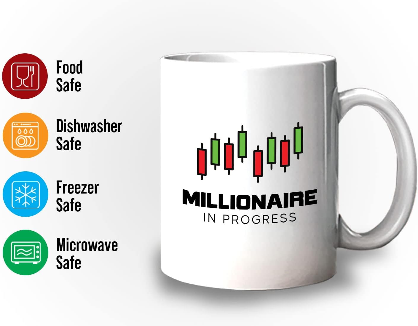 Stock Trader Coffee Mug 11oz White - Millionaire in Progress - Trading Inspirational Day Trader Stock Market Brokers Bull Market Digital Currency - Image 3