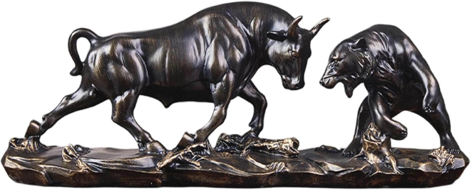 Bronze Wall Street Bull Statue Finance Office Stock Market Forex Decor