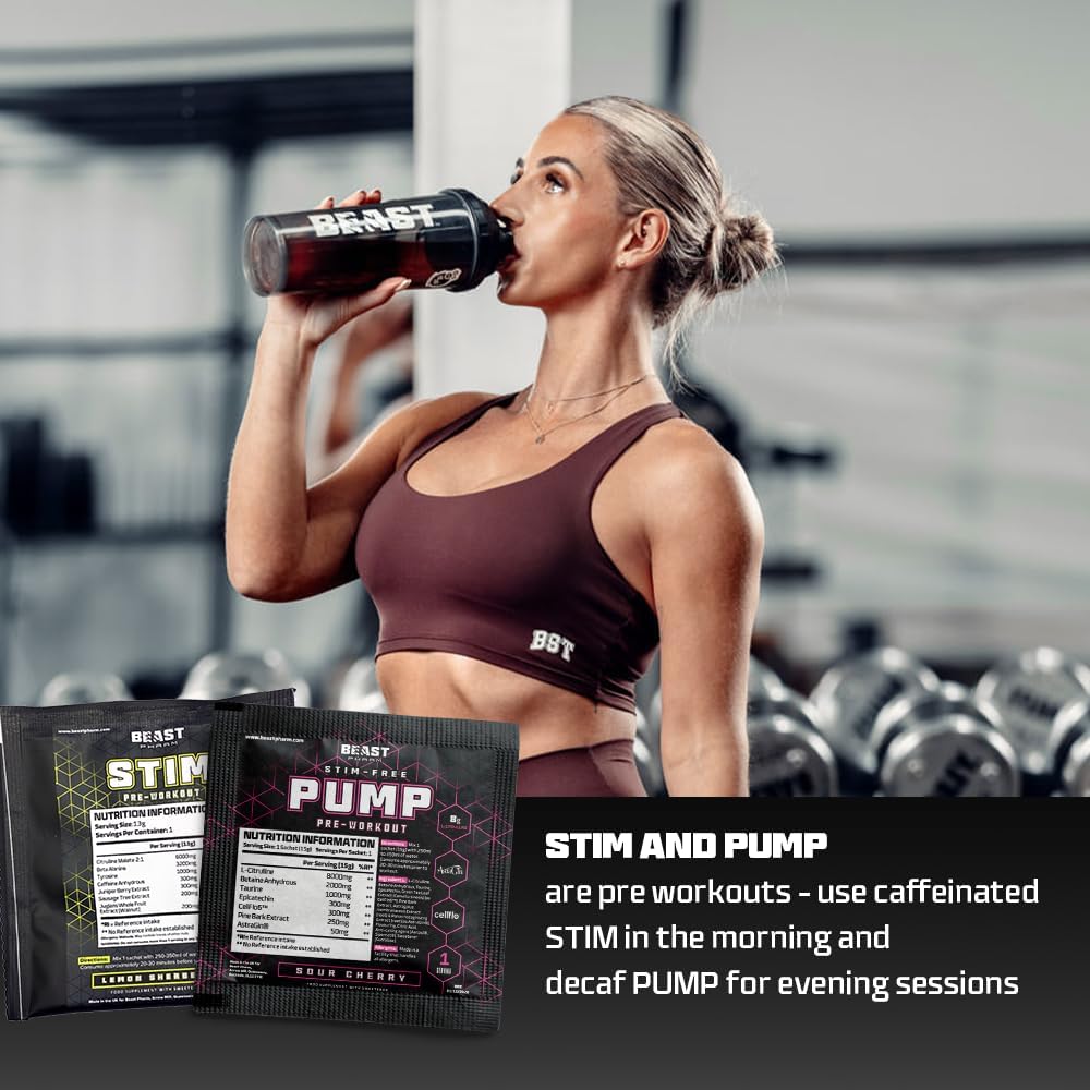 Beast | Protein Shaker Bottle Sports Supplements Samples | 5 Sachets + 1000ml Shaker Gym Gift Set | Stim, Pump, Whey, Hydro and EAA - Image 6