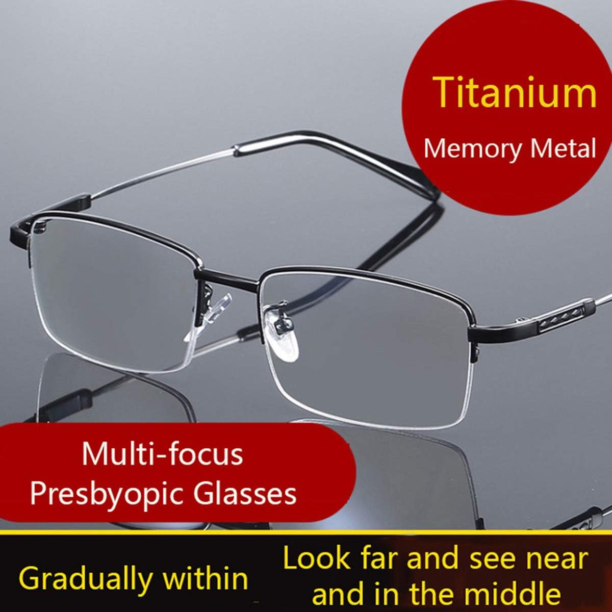 Progressive Multifocus Computer Reading Glasses Blue Light Blocking Titanium Alloy Bendable Multifocal Readers Multi Focus No Line Eyeglasses Eyewear Anti Glare Eye Strain Ultralight for Men and Women - Image 2