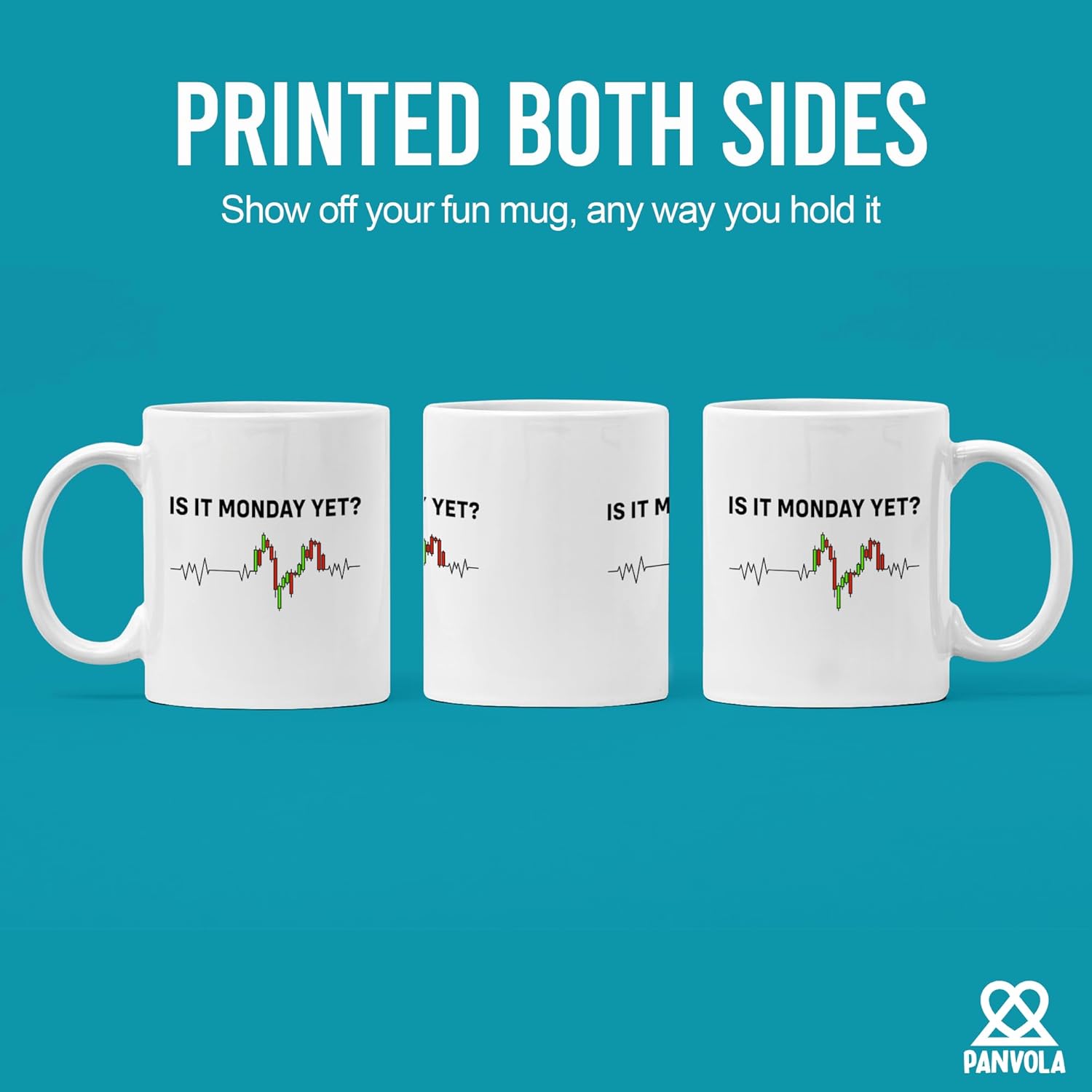 Panvola Is it Monday Yet Heartbeat Traders Gifts Investor Day Trading Stock Market Novelty Drinkware Ceramic Mug 11 oz White - Image 3