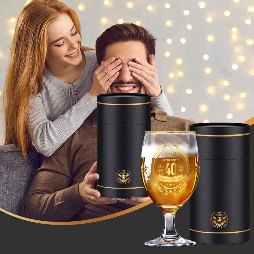 40th Birthday Gifts for Men,Vintage Beer Glass with Wooden Coaster – Aged to Perfection 40th Beer Glass,Gift for Dad,Husband,Friend – Christmas,Father’s Day,Retirement Present - Image 7