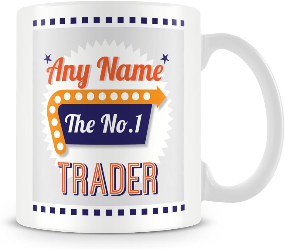 MUGGZ Trader Mug - Number 1 Retro Personalised Cup with Name Customise with Name - Orange