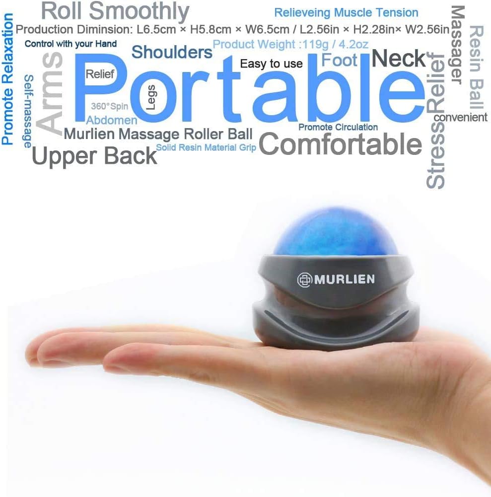 Massage Roller Ball, Tight and Sore Muscles Relief, Manual Massager, Alleviating Shoulder, Arms, Back, Legs, Calves or Muscle Tension - Blue - Image 2