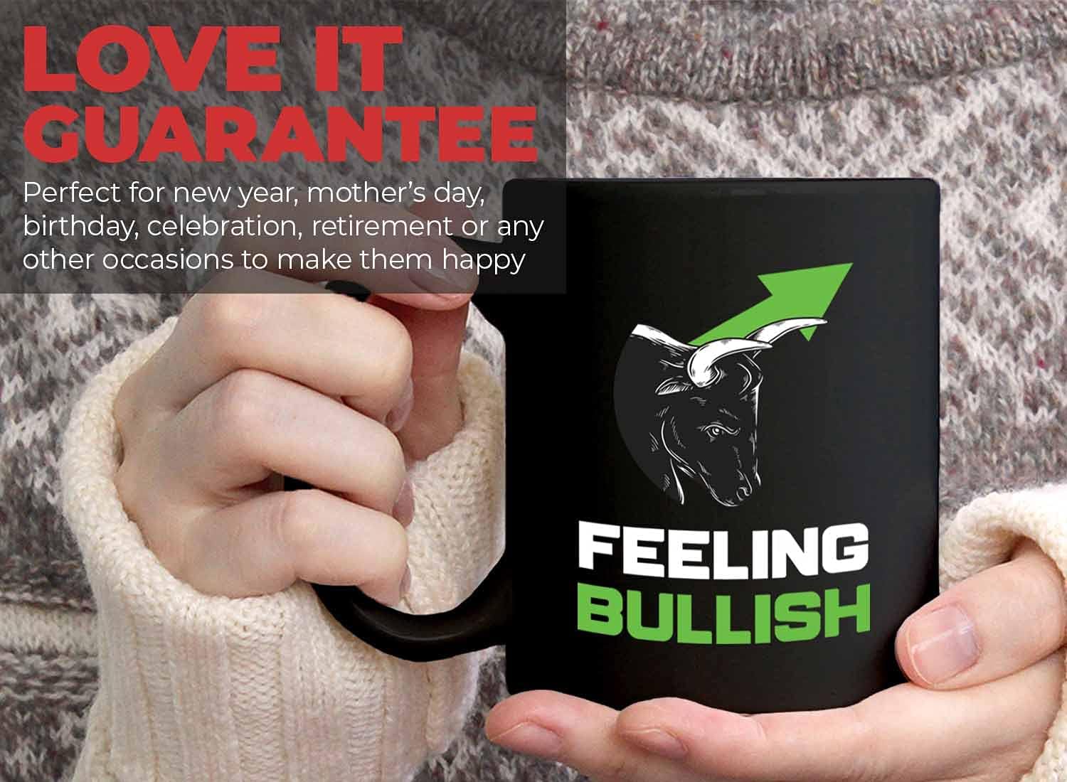 Stock Market Coffee Mug - Feeling Bullish - BullMarket Traders Day Trader Brokers Financial Adviser Investor Saving Investing Trading Planner 11oz Black - Image 7