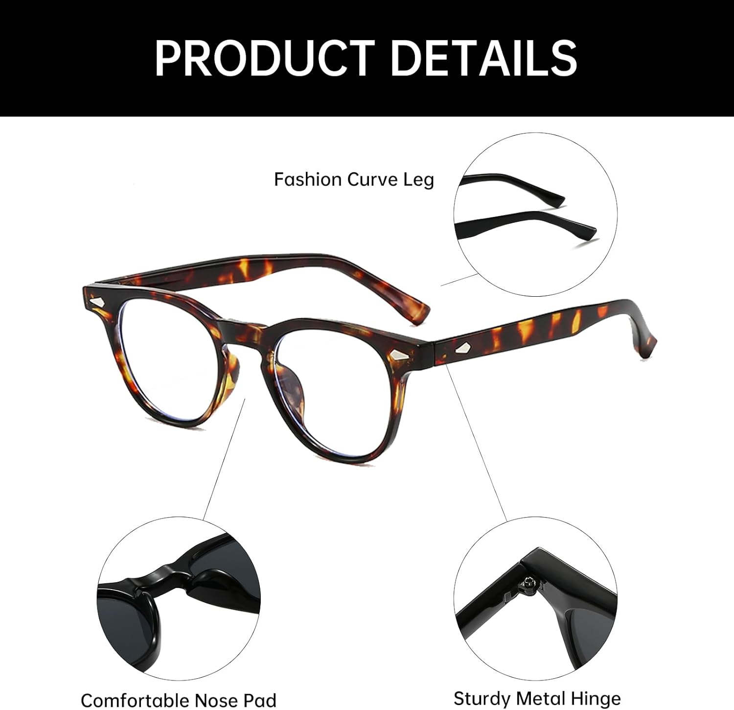 YAMEIZE Small Round Blue Light Blocking Glasses Women Men Retro Clear Lens Glasses Computer Glasses - Image 3