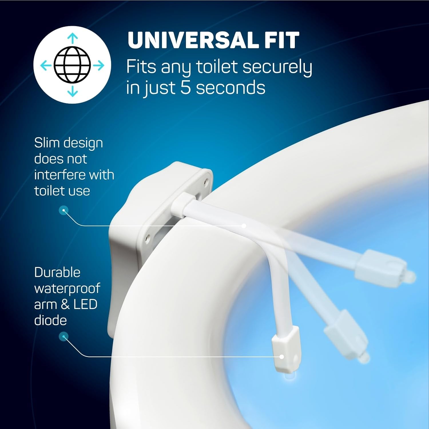 ToiLight The Original Toilet Bowl Night Light. Motion Sensor Fun & Cool Bathroom Accessory. Home Gadget for Men, Women. Gifts for Men Dads Fathers Day Christmas. Funny Novelty Birthday Present - Image 5