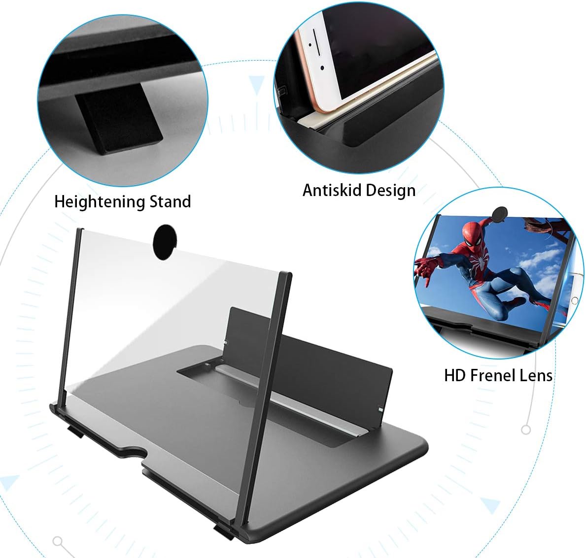 Newseego 12" Thin Foldable Phone Screen Magnifier,HD Phone Amplifier with Folding Stand Holder Portable Movie Video Game Enlarger 3d Movies Phone Projector Gadgets for Gifts-Black - Image 4