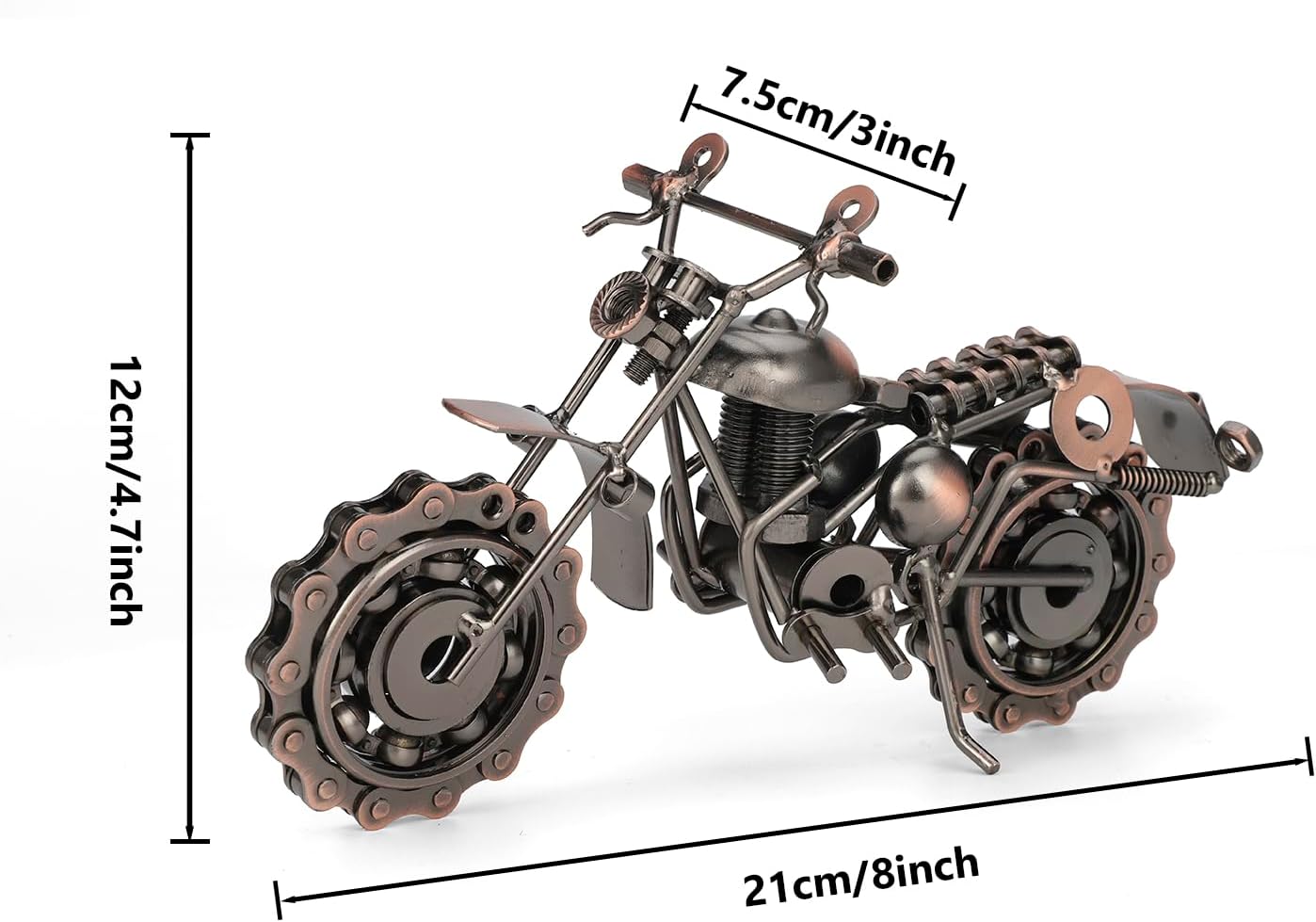 Signstek Vintage Handcrafted Iron Motorbike Model Bronze Metal Motorcycle Ornament Collectible Gift for Motorcycle Lovers for Him or Dad - Image 5