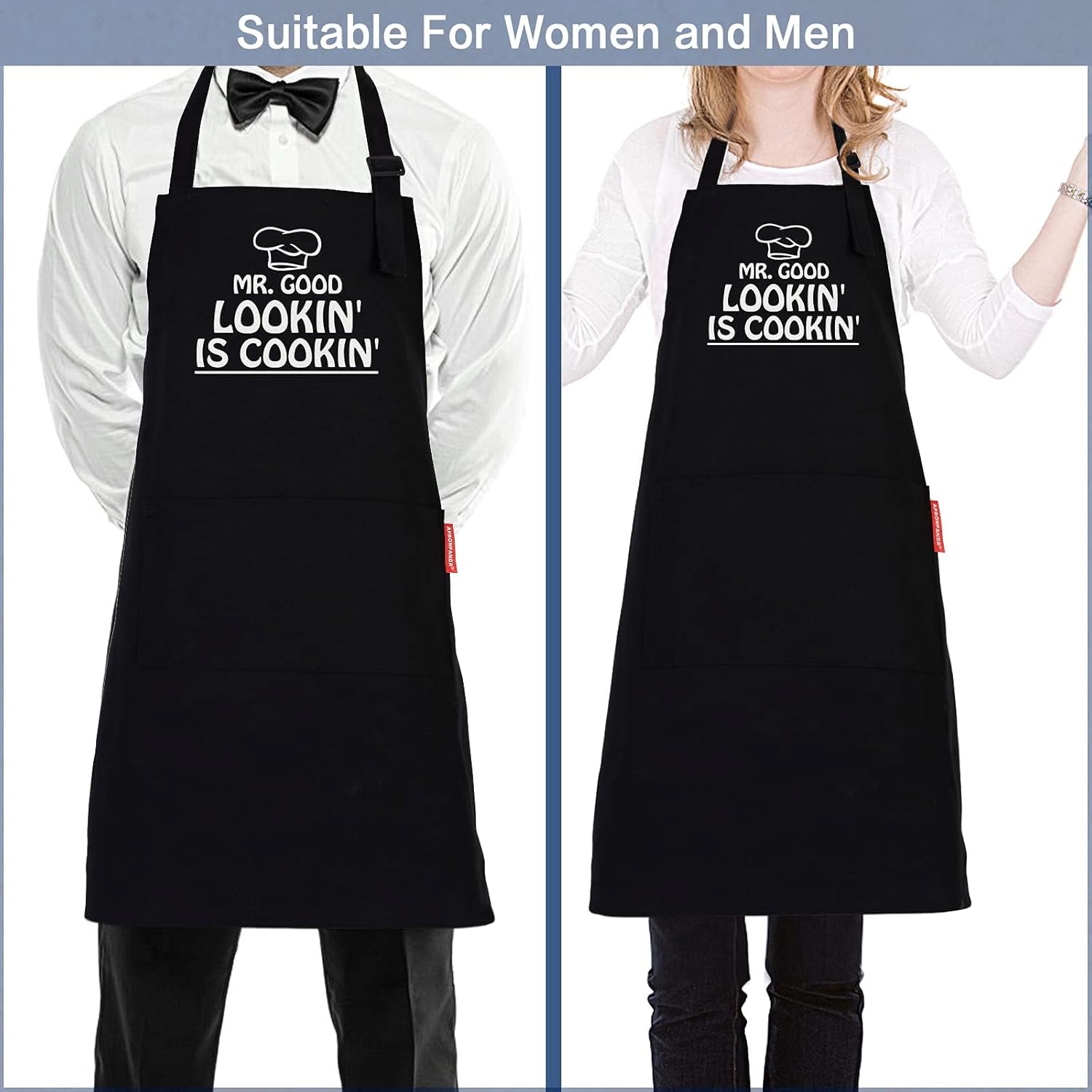 Kitchen Cooking BBQ Aprons for Men with Pockets, Adjustable Chef Apron, Funny Gifts for Men, Dad, Husband, Grandad Birthday Gifts - Image 4