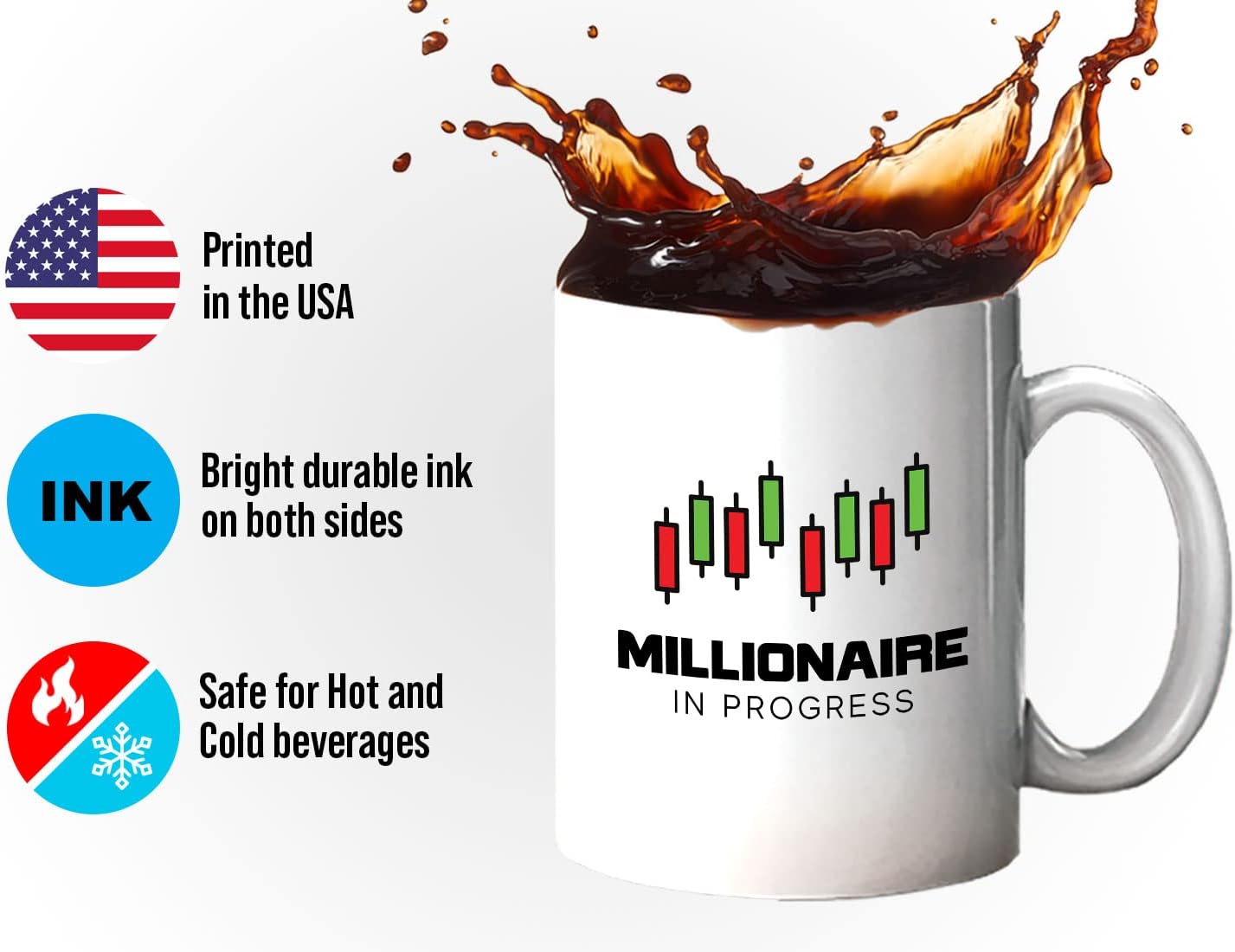Stock Trader Coffee Mug 11oz White - Millionaire in Progress - Trading Inspirational Day Trader Stock Market Brokers Bull Market Digital Currency - Image 4