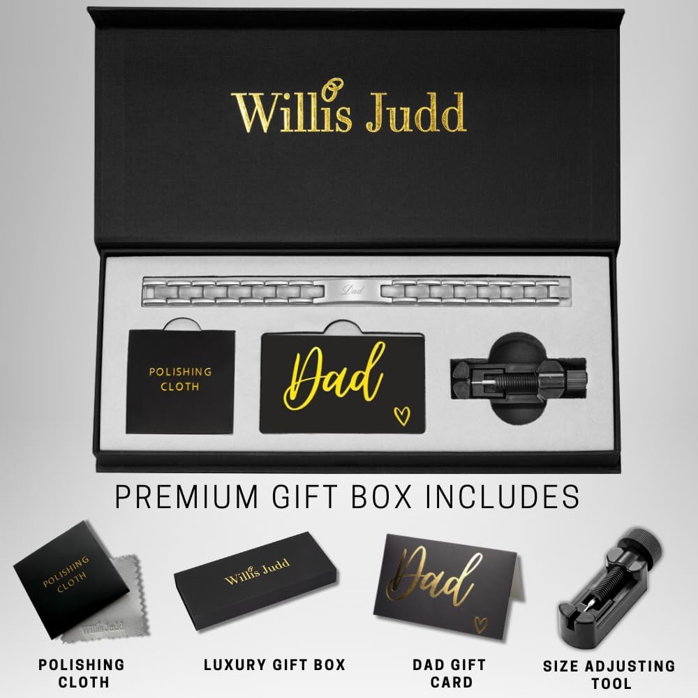 Willis Judd Mens Titanium DAD Bracelet Engraved Best Dad Ever with Gift Box & Link Removal Tool - Image 2