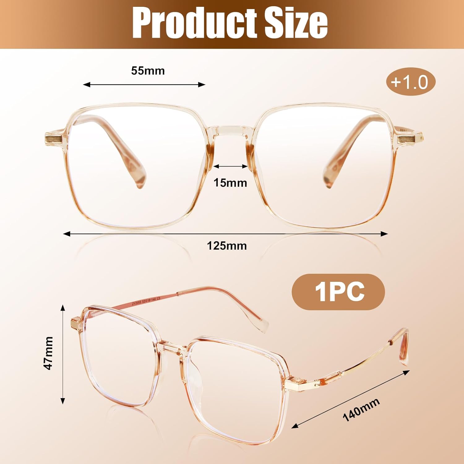 Oversized Reading Glasses, Large Frame Square Anti Eyestrain Blue Light Blocking Glasses for Women TV Phone Computer Book - Image 5