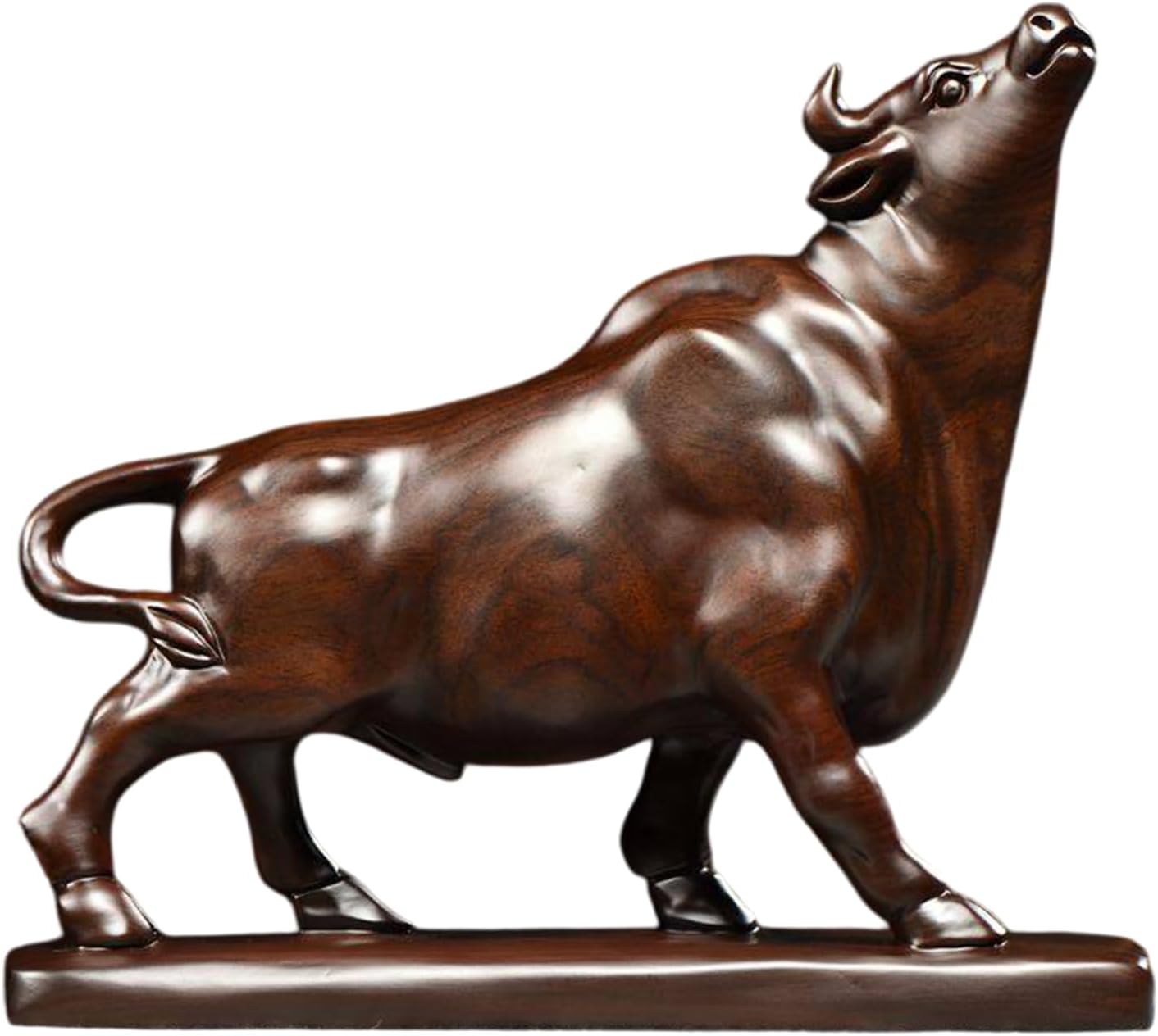 Bull Statue Stock Market Decor - Wood Wall Street Bull Desk Statue - for Stock Market Traders Investors Gift (yellow)