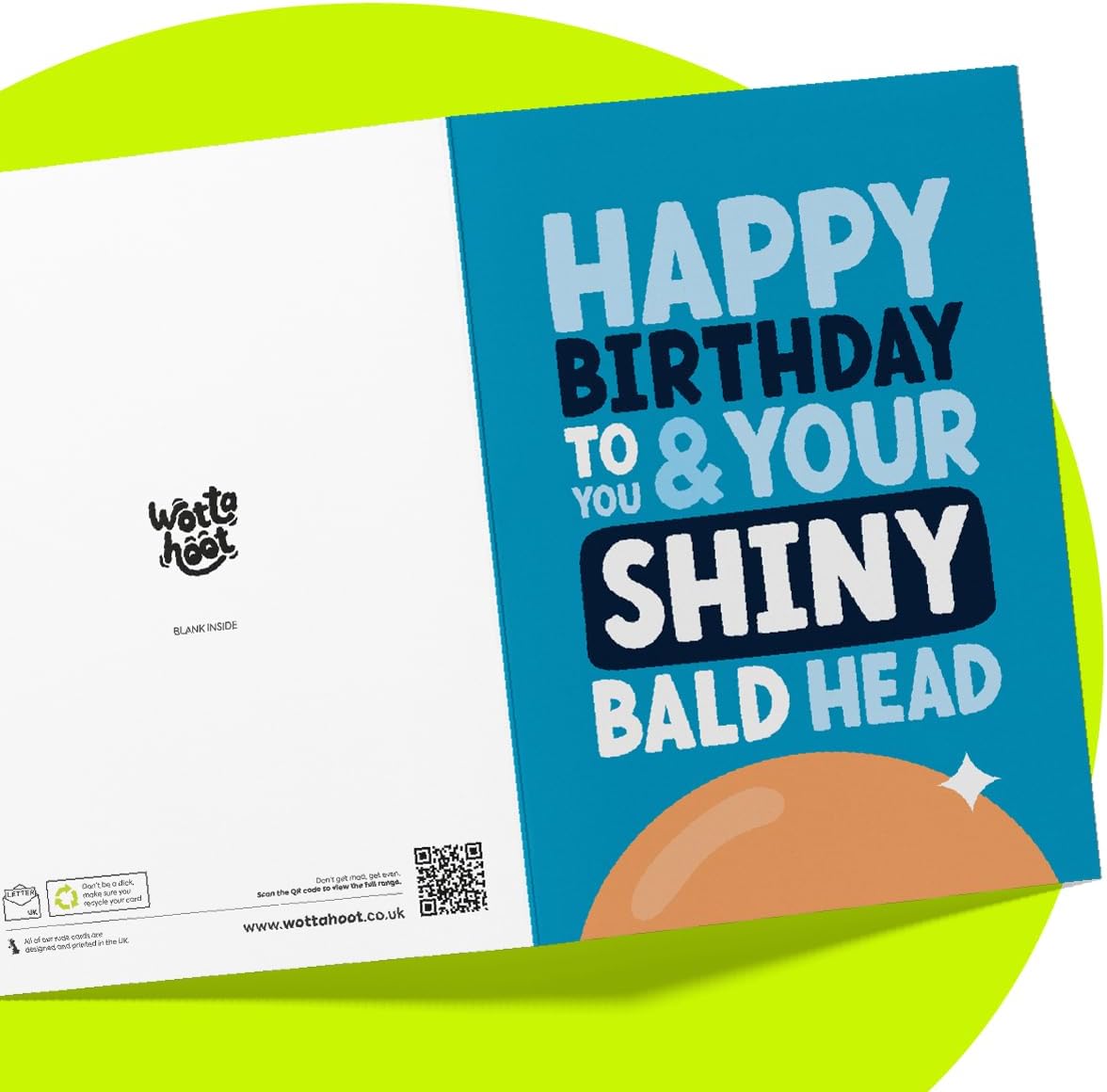 Rude Birthday Card for Him - Shiny Bald Head - Funny Birthday Card for Men - For Dad, Brother, Best Mate, Best Friend, Colleague - Image 5