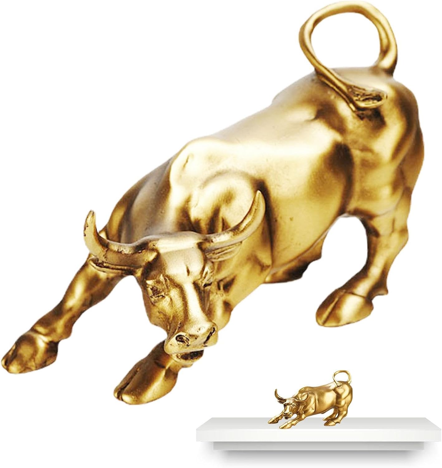 Stock Market Bull Statue,Resin Fortune Bull Desk Statue - Handmade Stock Market Decor For Desktops, Shelve, Meeting Rooms, Offices, Reception Desks - Image 7