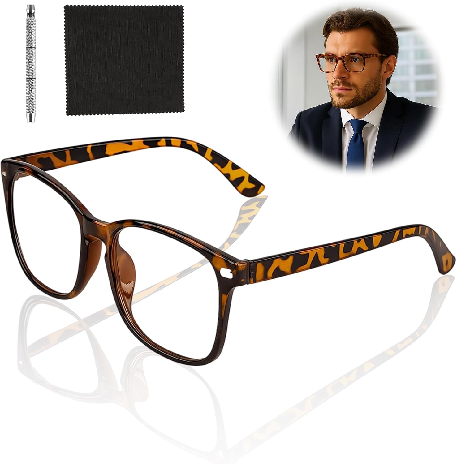 Blue Light Blocking Glasses Computer Glasses Anti Eyestrain and Glare Clear Len Eyewear for Women Men UV Protection Eyeglasses Fashion Square Lightweight Eyeglasses Reduce Headaches, Tortoiseshell - Image 7