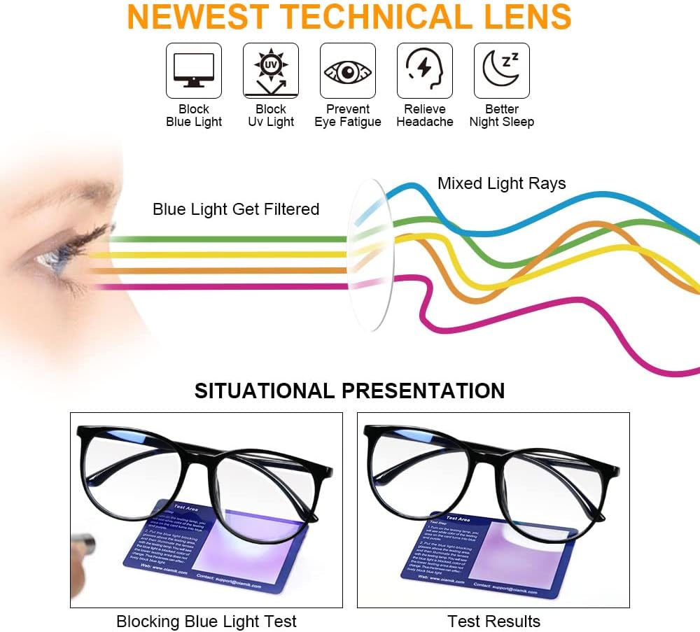 URAQT Blue Light Blocking Glasses, Women Men Fashion Computer Screen Gaming TV Phones Anti Eyestrain & UV Glare Glasses, Anti Glare Headache Eyes Strain Glasses with Blue Light Filters - Image 5
