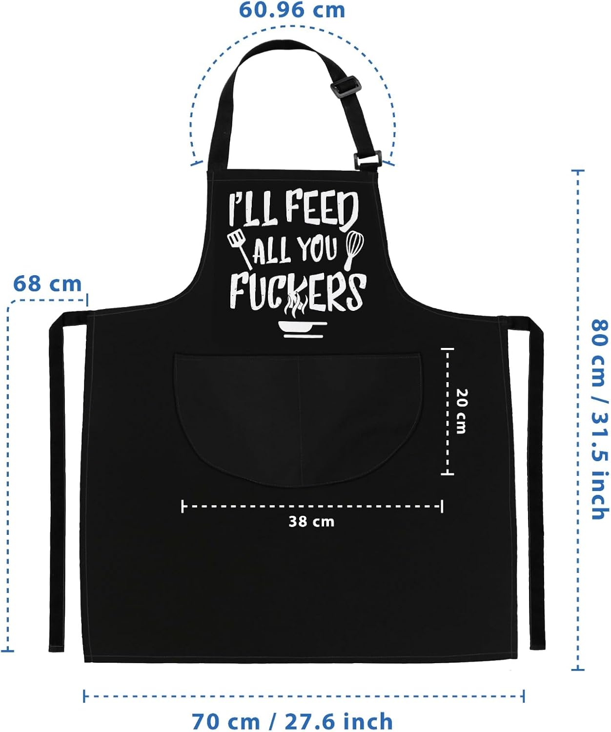 LINEN CLOSET® Funny Bbq Aprons for Men Rude Kitchen Chef Aprons Christmas Bbq Grilling Gifts for Dad Son Father Husband with 2 Pockets - Image 7