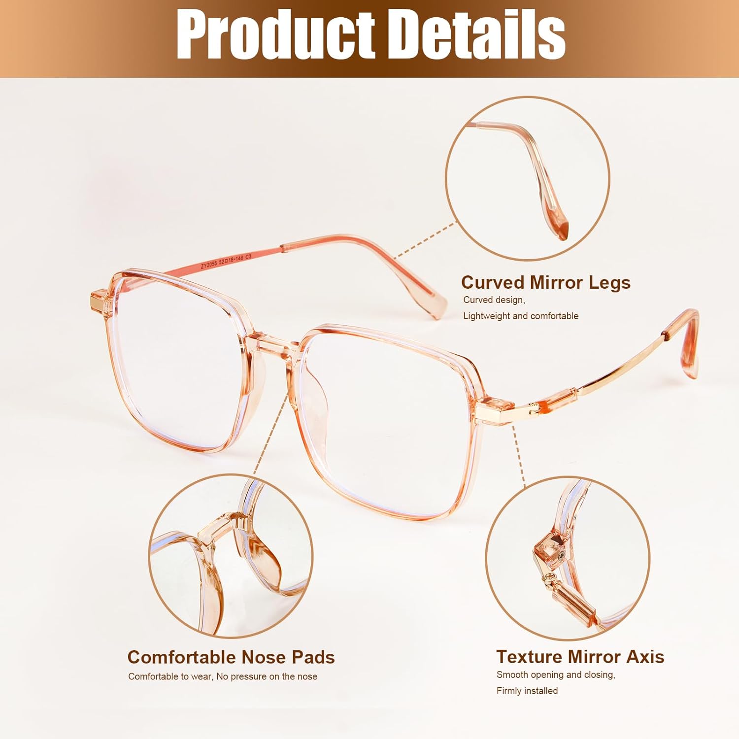 Oversized Reading Glasses, Large Frame Square Anti Eyestrain Blue Light Blocking Glasses for Women TV Phone Computer Book - Image 2