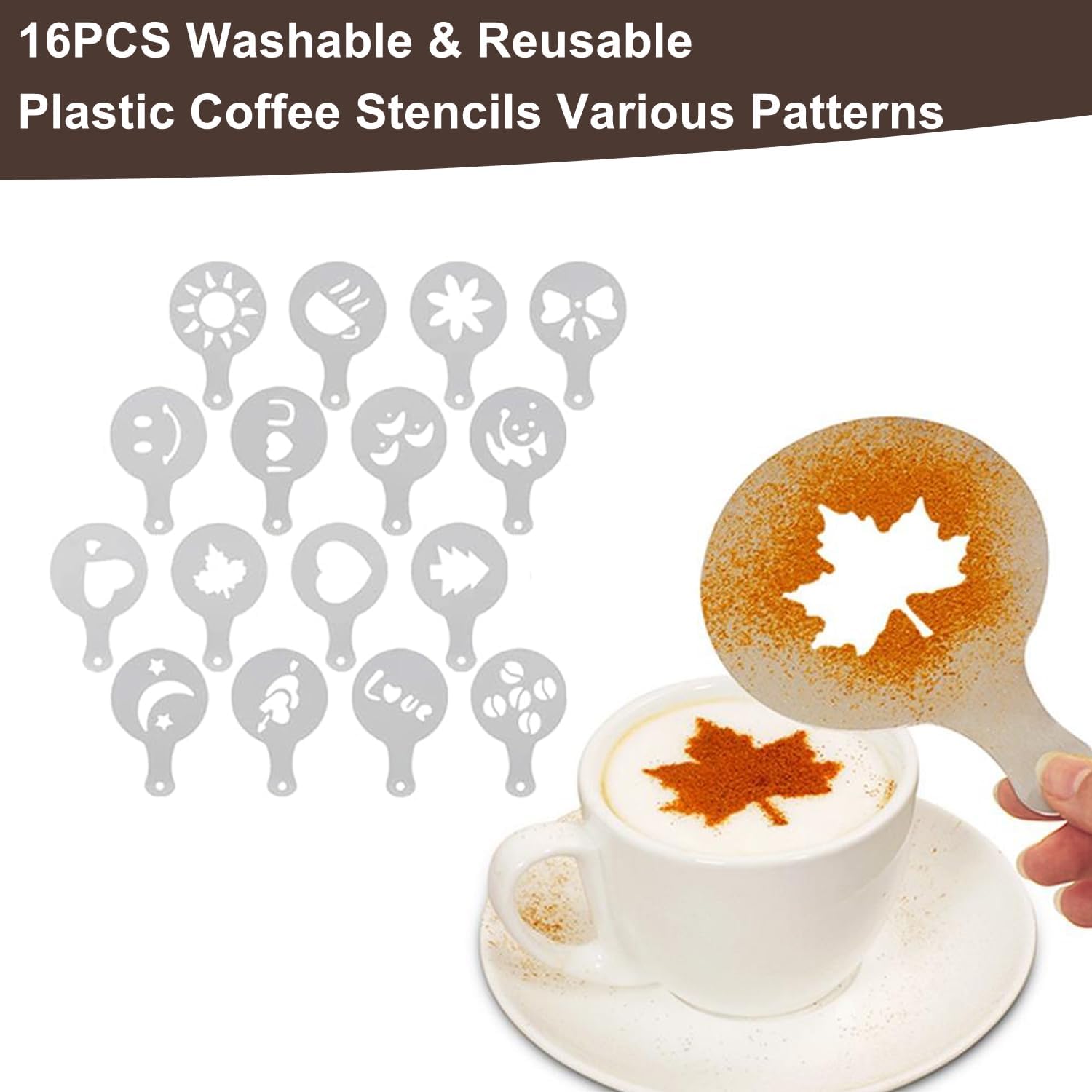 Coffee Tamper 51mm Set 22PCS: Coffee Machine Accessories for Espresso Include 51mm Tamper and Mat, Stainless Steel Milk Frother Jug, WDT Tool, Espresso Spoon, Latte Art Pen and 16 Cappuccino Stencils - Image 6