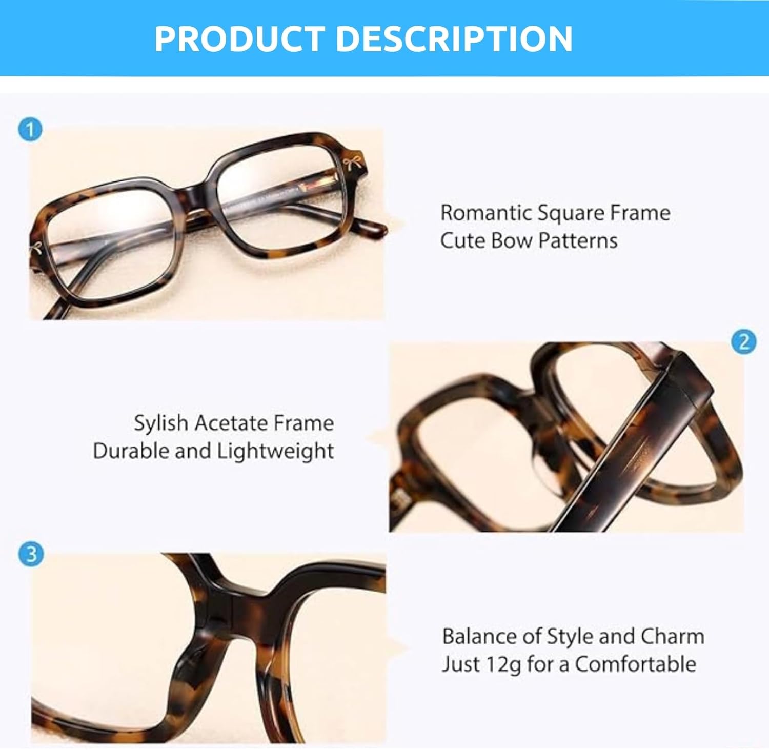 Firmoo Blue Light Blocking Glasses for Women, Square Acetate Frame Anti Glare Anti Fatigue Computer Gaming Glasses for Screens Games Mobile - Image 5